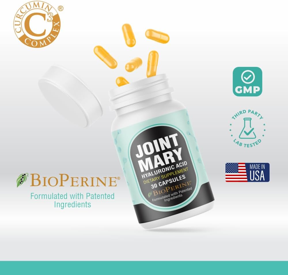 Advanced Joint Support Supplement - 2 Pack with Hyaluronic Acid, Collagen, Turmeric, Glucosamine, MSM, Vitamin C - 30 Capsules