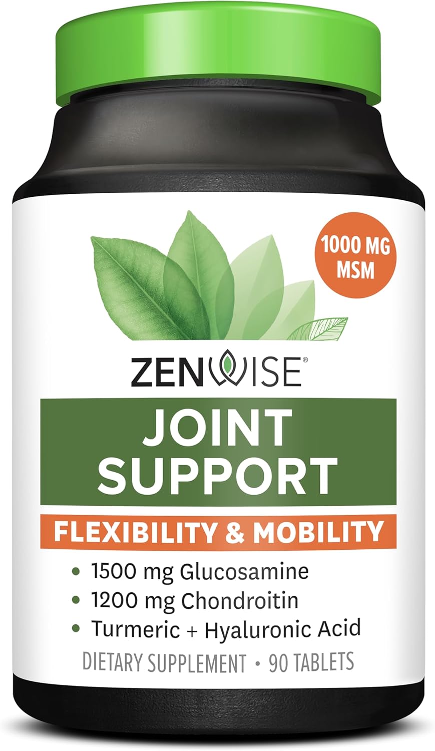 Advanced Joint Support Supplement with Glucosamine, Chondroitin, MSM, and Turmeric - Promotes Bone and Joint Flexibility - 90 Capsules