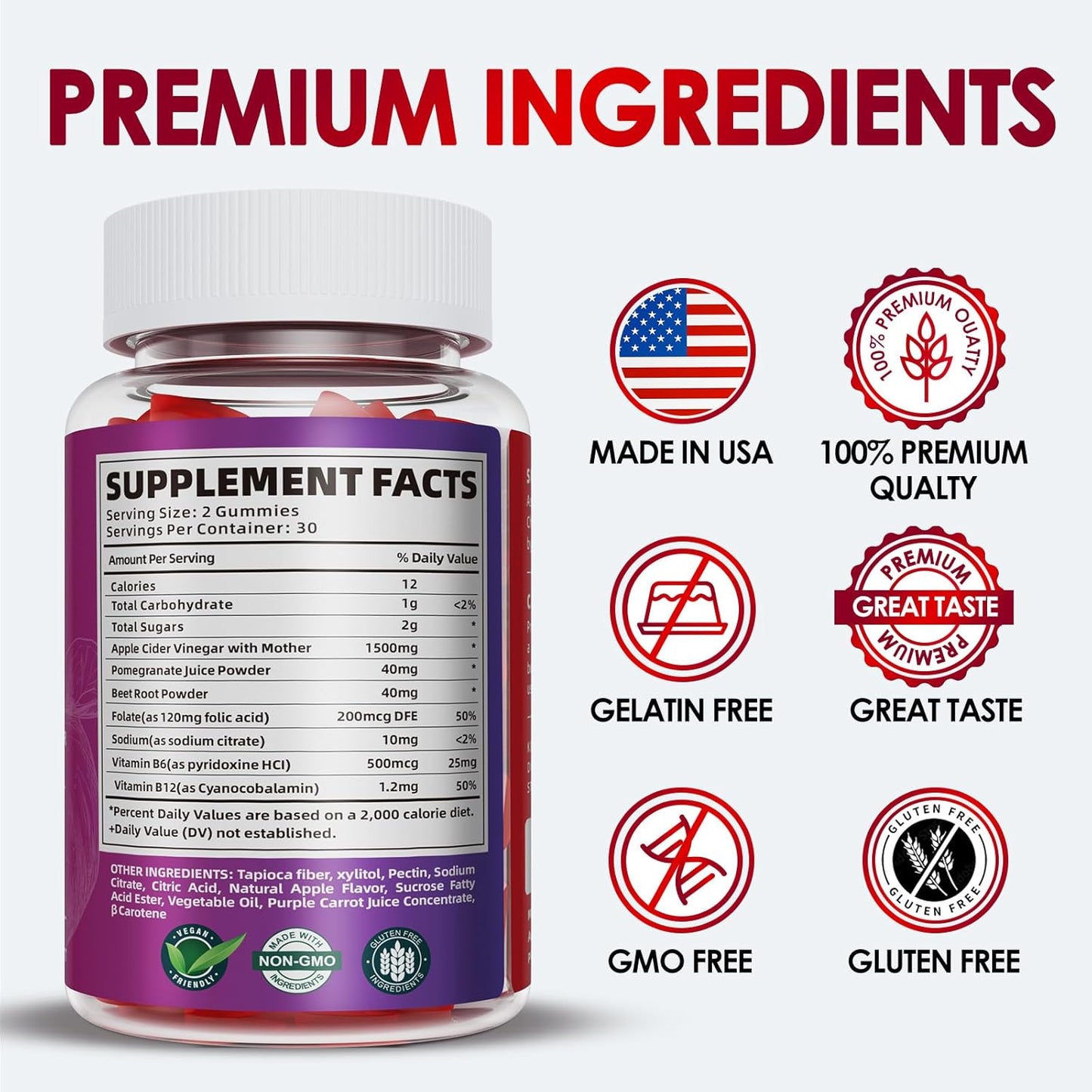 Advanced Keto ACV Gummies for Weight Loss - 1500MG Apple Cider Vinegar & Vitamin B12, Vegan & Non-GMO, Detox & Cleanse, Low-Carb - 60 Count