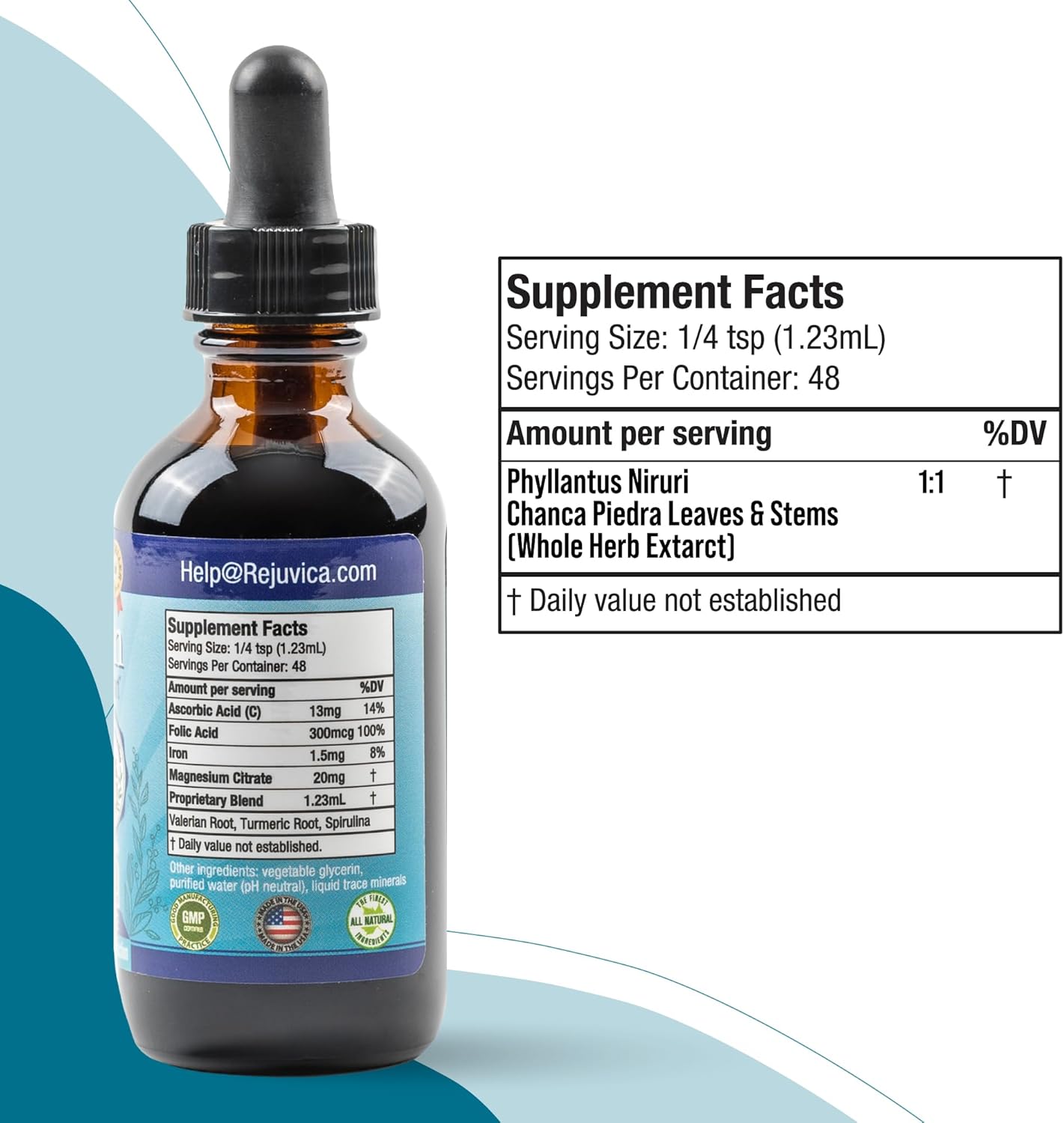 Advanced Kidney & Gallbladder Cleanse Support Supplement with Chanca Piedra - Liquid Delivery for Enhanced Absorption by Rejuvica Health