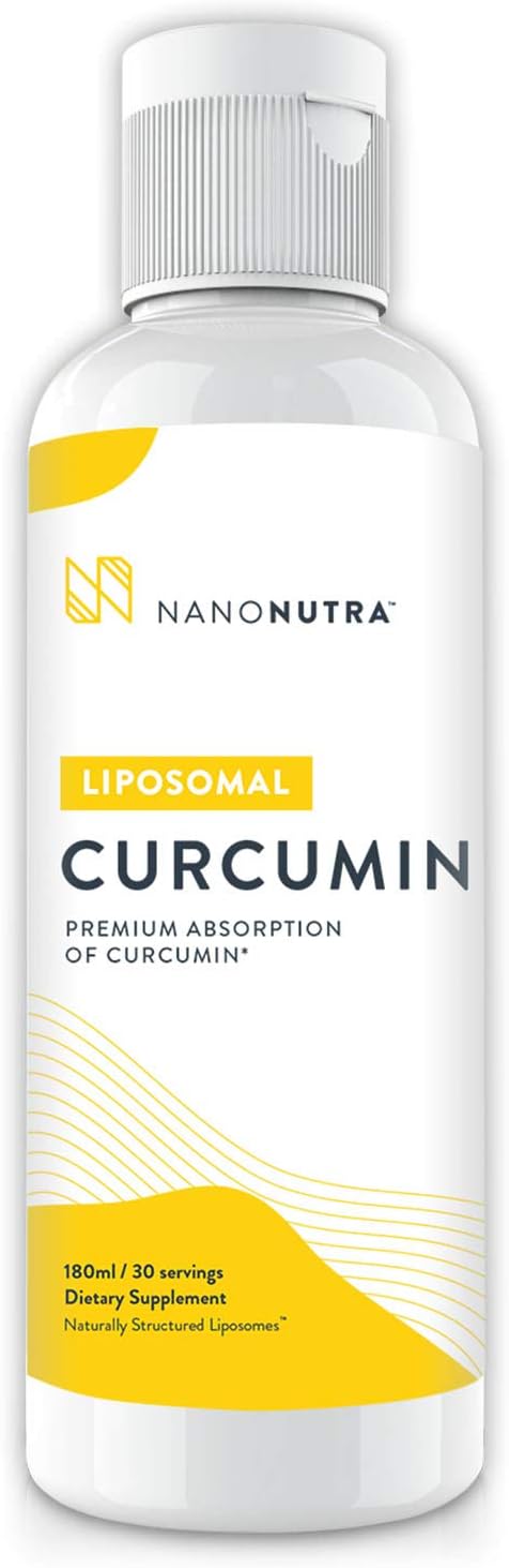 Advanced Liposomal Curcumin with Sunflower Lecithin for Maximum Absorption | NanoNutra Turmeric Supplement | 180ml - 30 Servings