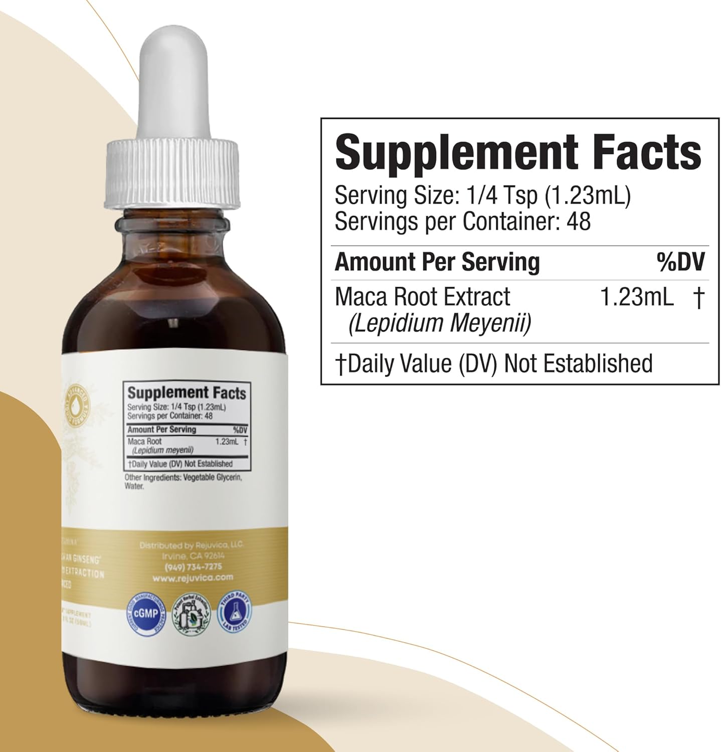 Advanced Liquid Maca Root Extract with Peruvian Ginseng for Enhanced Energy & Vitality - High Absorption Formula by Rejuvica Health