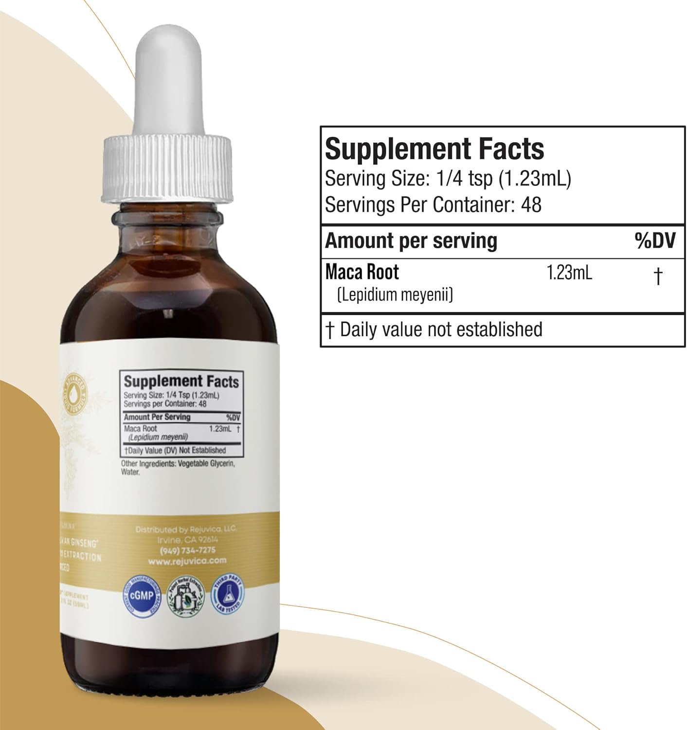 Advanced Liquid Maca Root Extract with Peruvian Ginseng for Enhanced Energy & Vitality - High Absorption Formula by Rejuvica Health