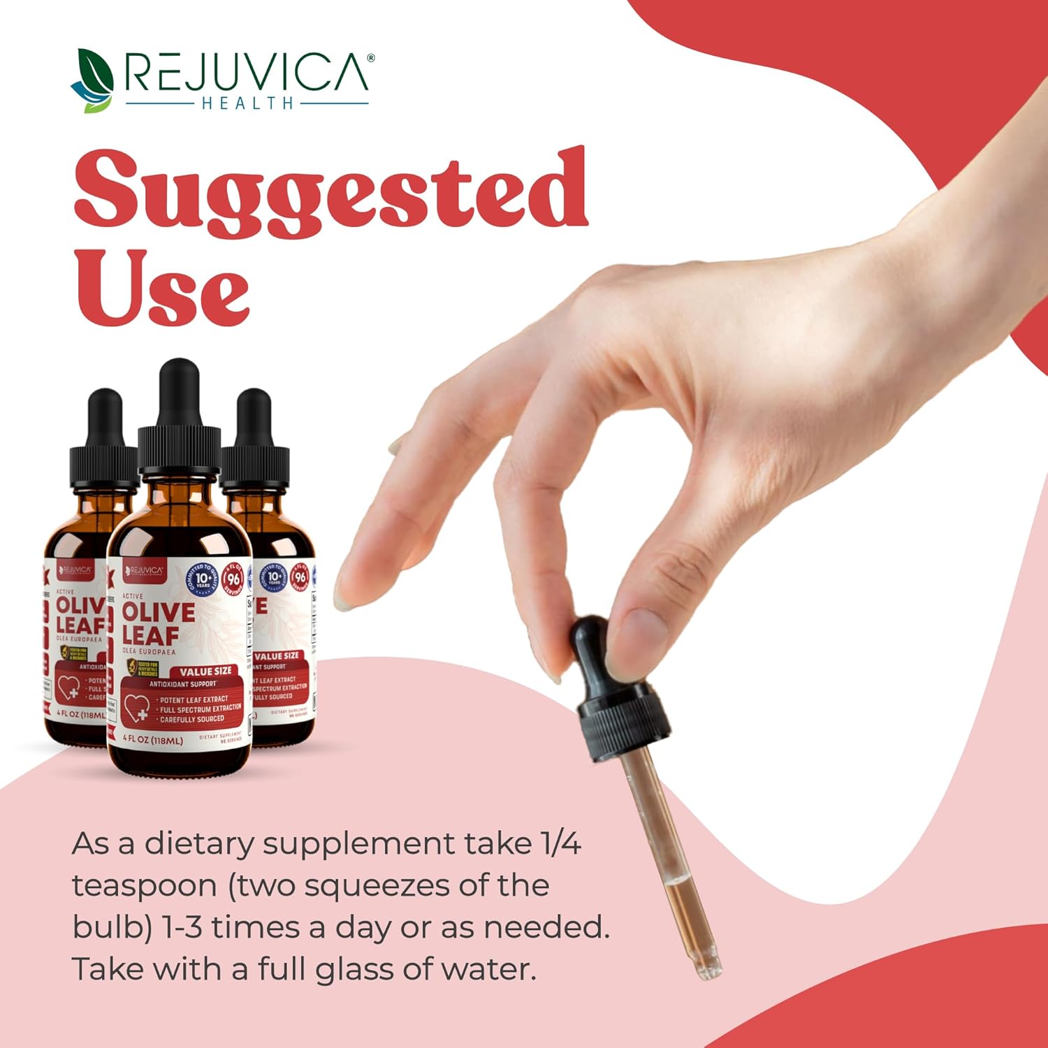 Advanced Liquid Olive Leaf Extract with Oleuropein for Immune & Heart Support - High Absorption Formula by Rejuvica Health