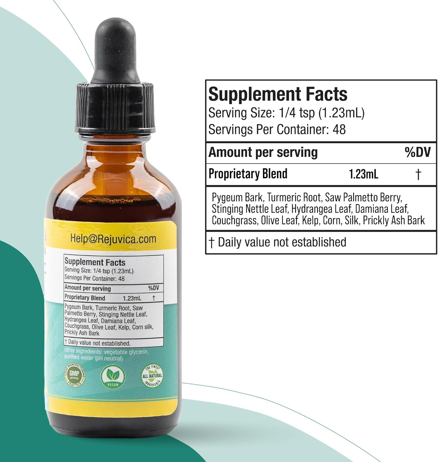 Advanced Liquid Prostate Support Supplement for Men - Enhanced Absorption with Pygeum, Saw Palmetto, Stinging Nettle, Turmeric, Damiana & More by Rejuvica Health