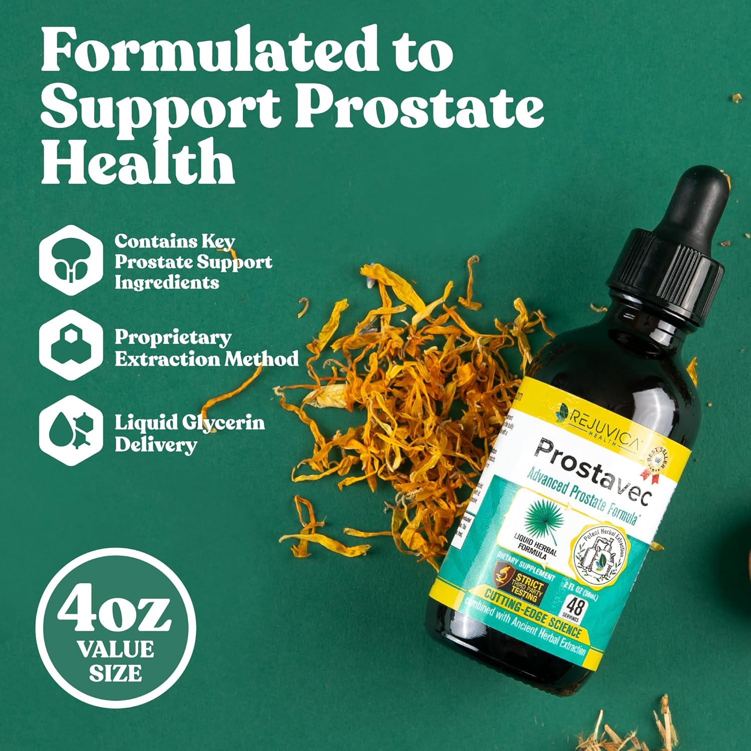 Advanced Liquid Prostate Support Supplement for Men - Enhanced Absorption with Pygeum, Saw Palmetto, Stinging Nettle, Turmeric, Damiana & More by Rejuvica Health