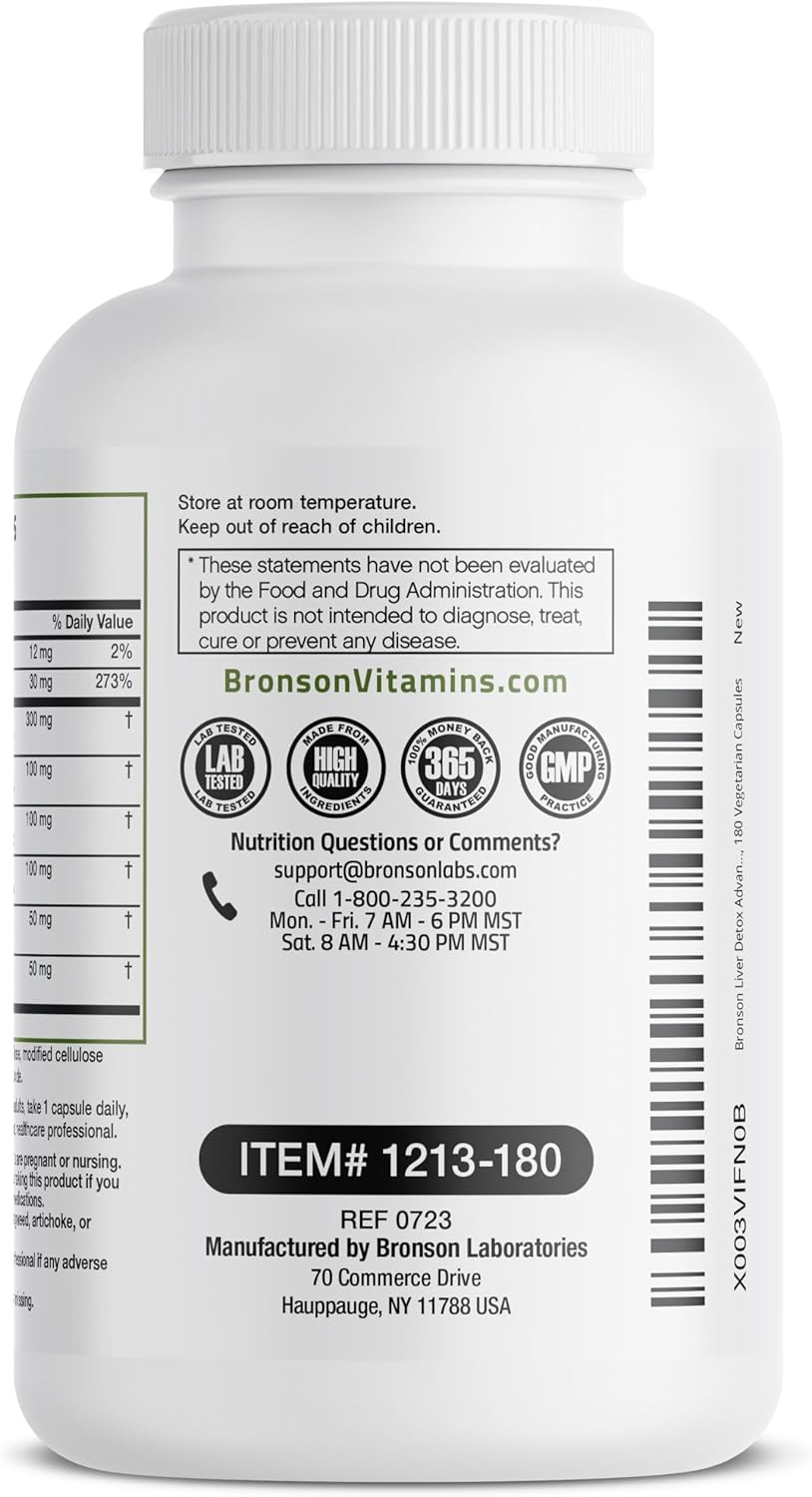 Advanced Liver Detox Cleanse with Milk Thistle, Dandelion, Turmeric - 180 Capsules, Non-GMO & Vegetarian Formula for Healthy Liver Function