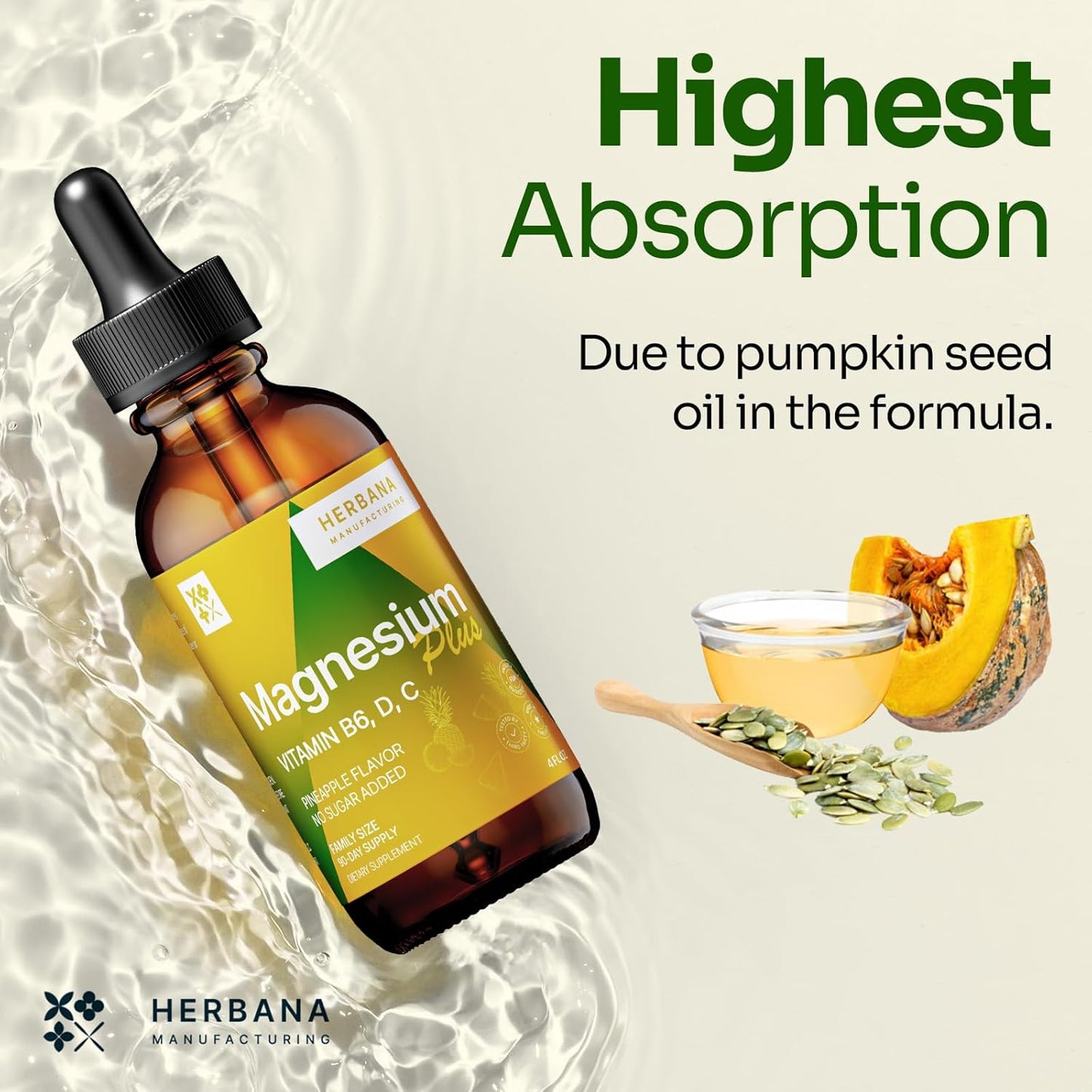 Advanced Magnesium Citrate Liquid Supplement with Glycinate & L-threonate - Pineapple Flavor - 90-Day Supply - High Absorption Formula