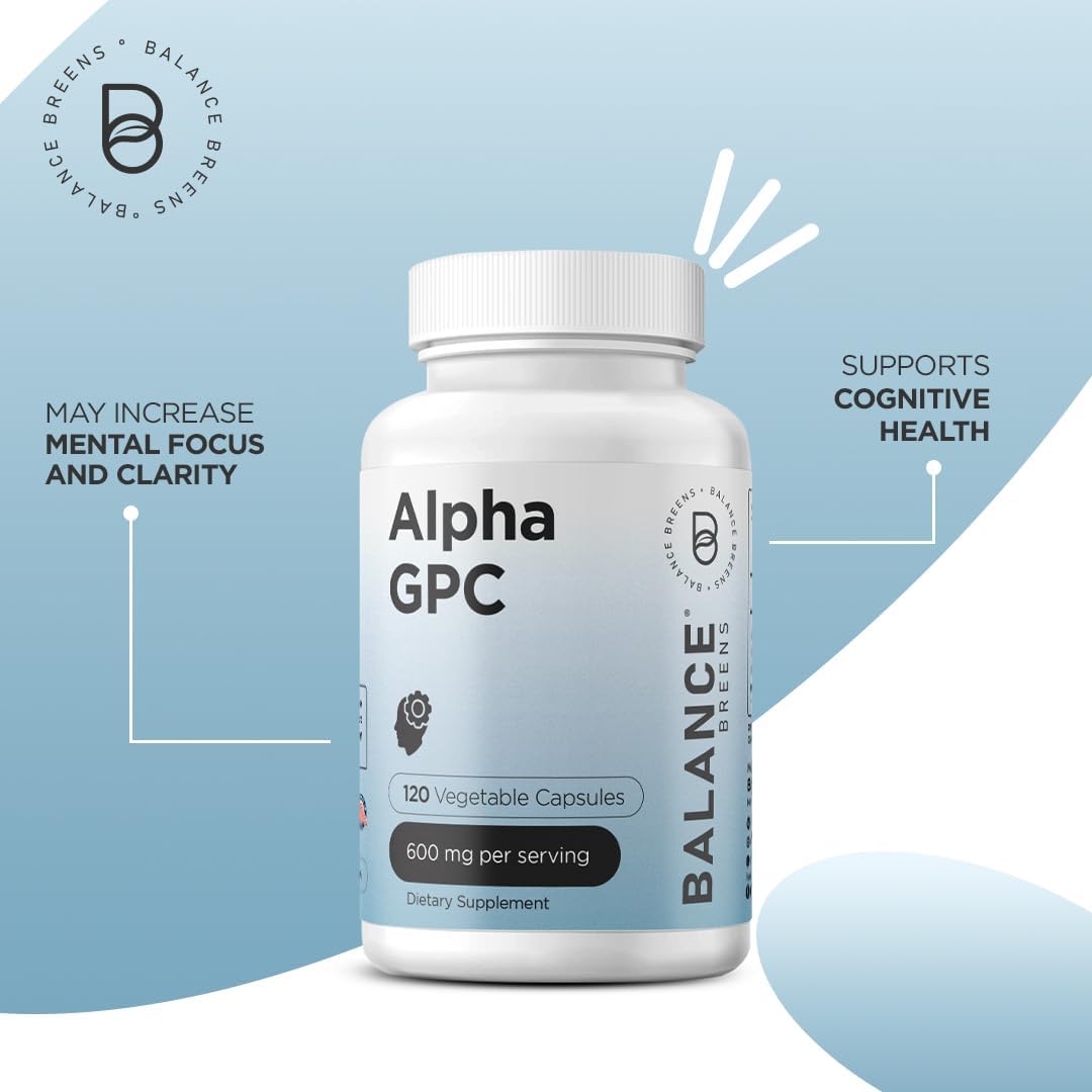 Advanced Memory Formula - Balancebreens Alpha GPC Choline Supplement 600mg, 120 Veg Capsules for Nootropic Brain Support