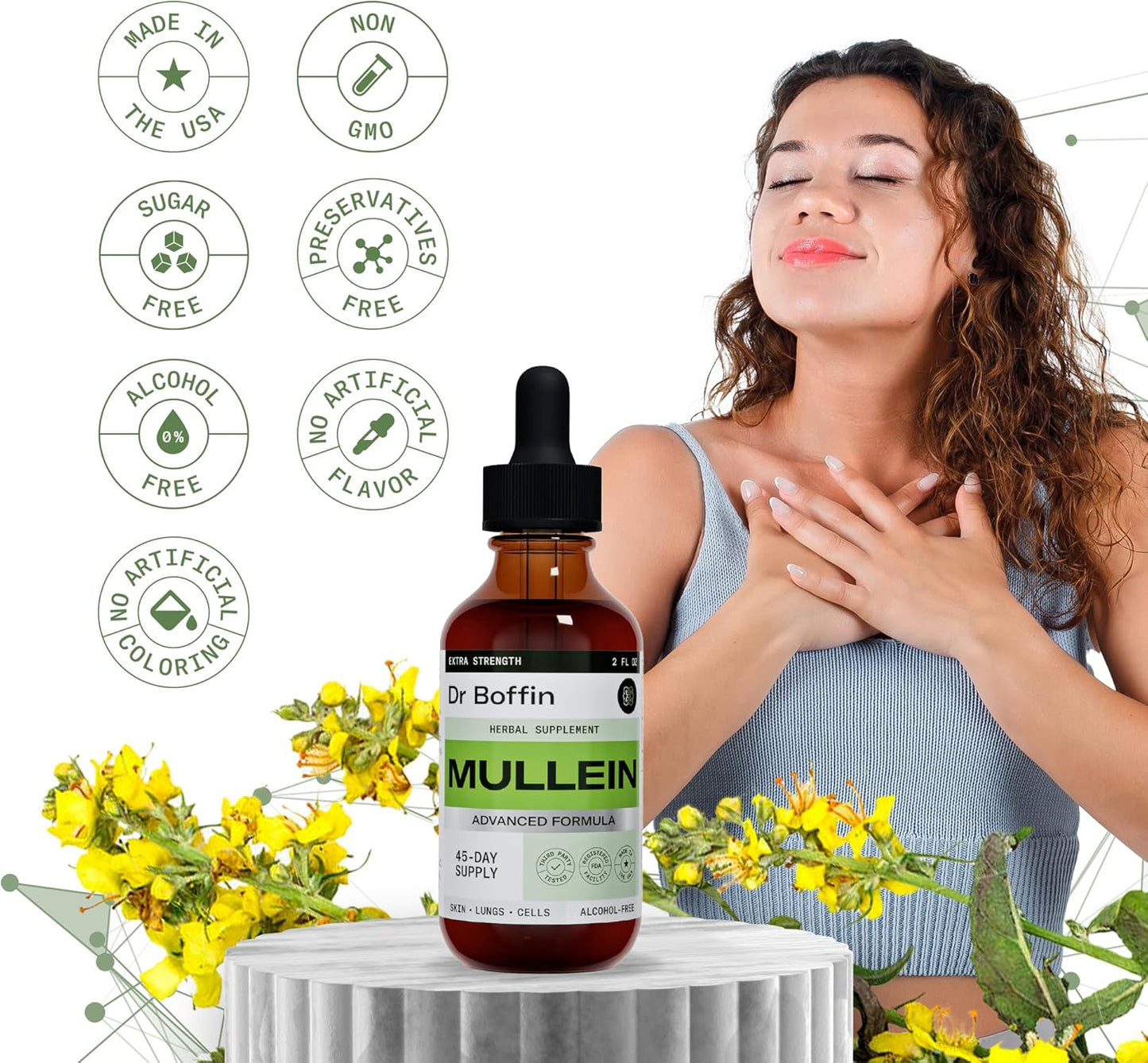 Advanced Mullein Leaf Liquid Extract - 2 FL OZ | Extra Strength Lung Cleanse & Detox Supplement - Respiratory Health & Immune Support