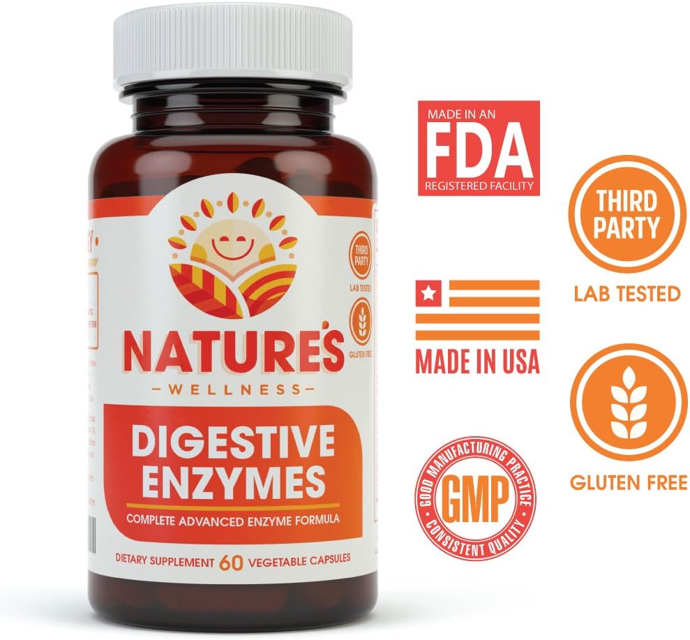 Advanced Multi Enzyme Supplement for Digestion & Absorption - Natural Relief for Gas, Bloating, IBS, Gluten & Lactose Intolerance by Natures Wellness
