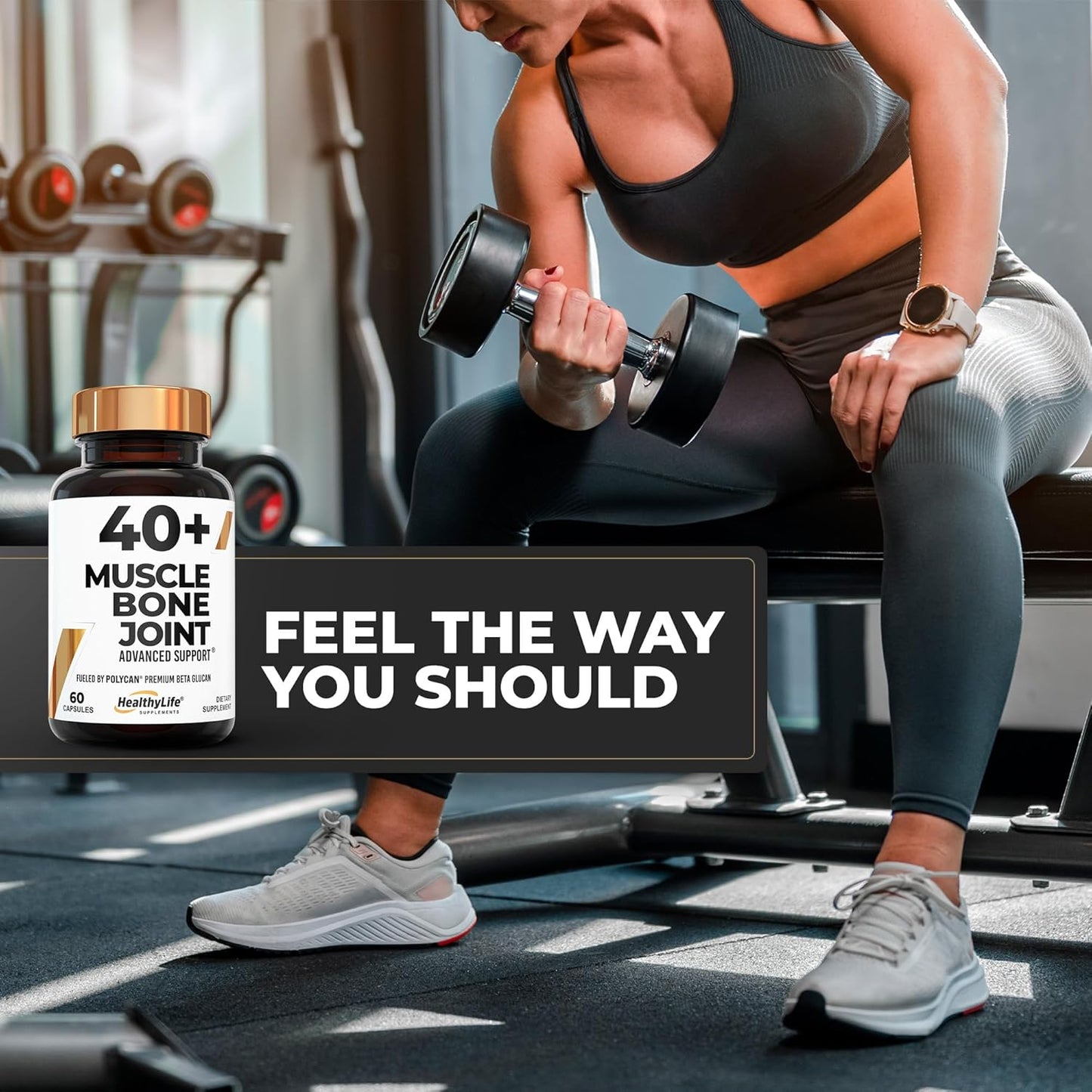 Advanced Muscle, Bone, and Joint Support Supplement with Clinically Proven Polycan Fermented Beta-Glucan - 60 Capsules for Immune Health