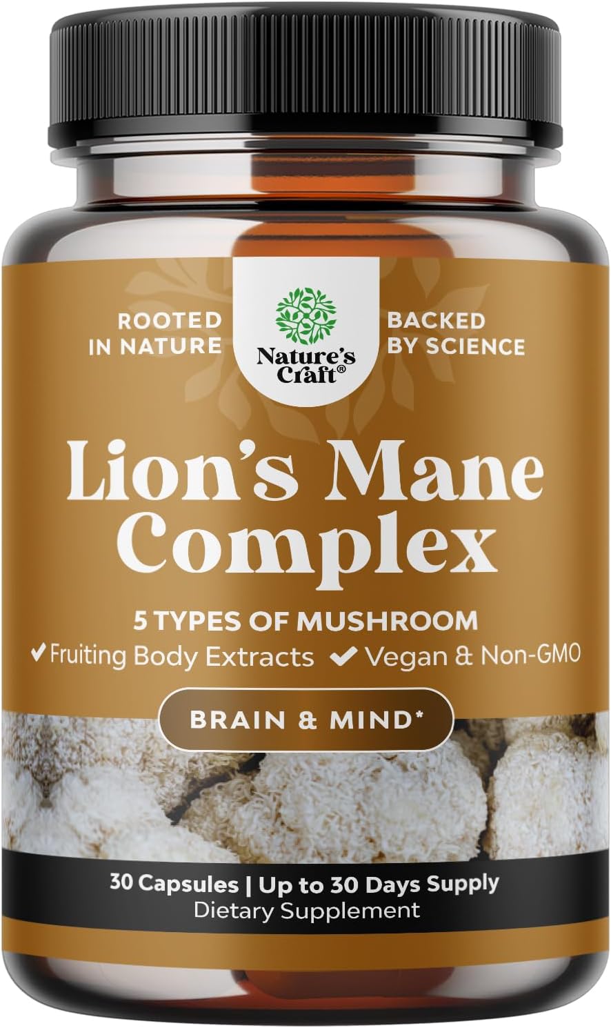 Advanced Mushroom Supplement for Brain Health & Mental Clarity - Lions Mane Capsules with Reishi, Chaga, Maitake & Shiitake - Memory Support & Focus - 30 Capsules
