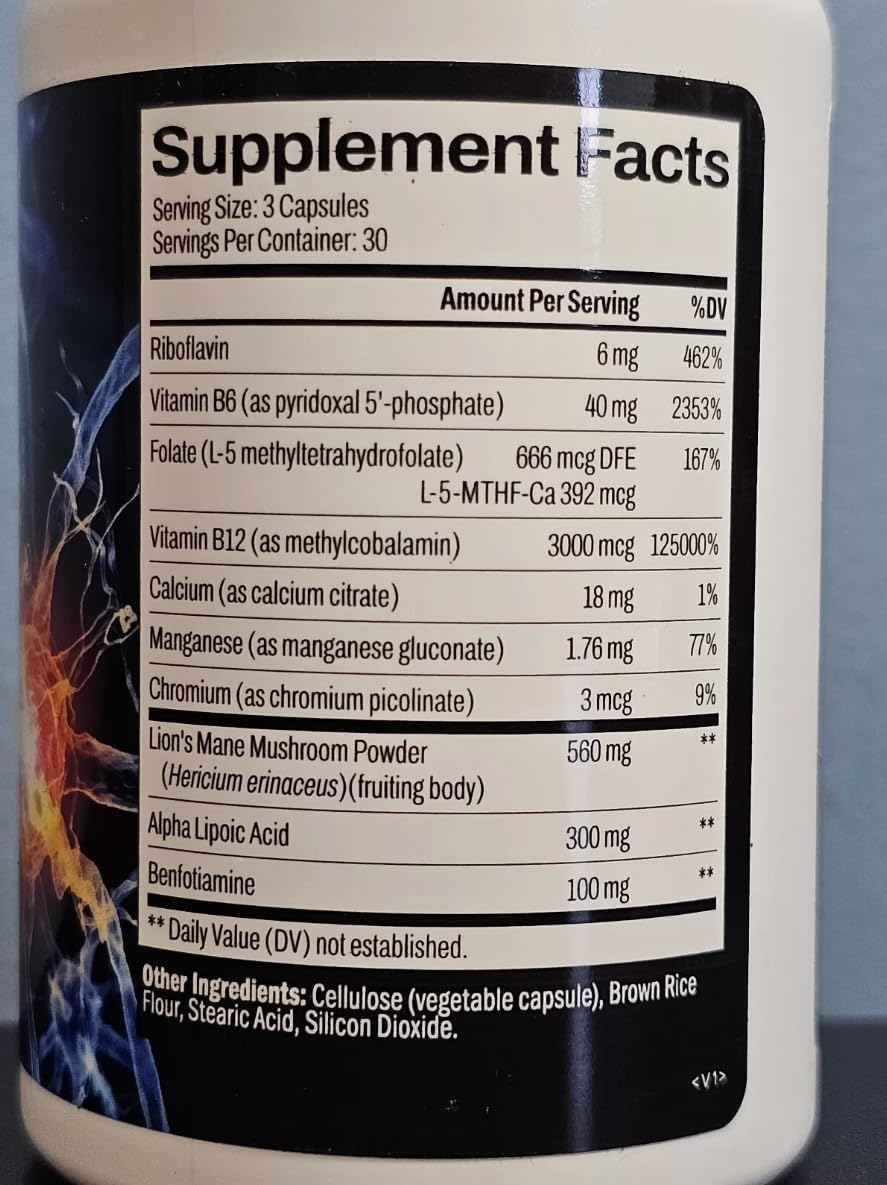 Advanced Nerve Formula for Neuropathy Relief with Alpha Lipoic Acid and Lion's Mane