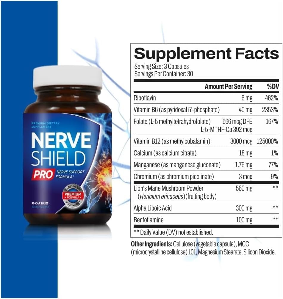 Advanced Nerve Formula for Neuropathy Relief with Alpha Lipoic Acid and Lion's Mane