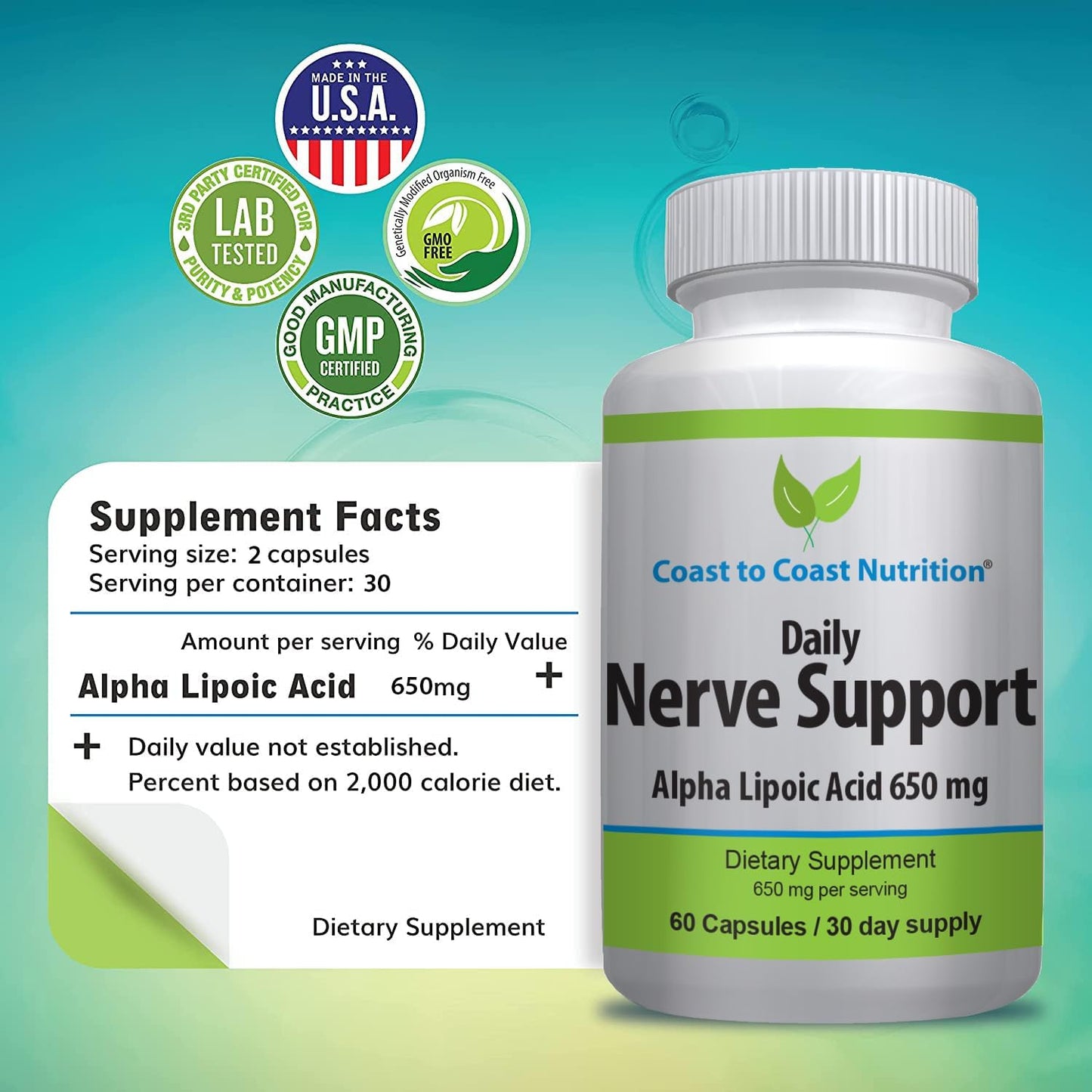 Advanced Nerve Relief Capsules with Alpha Lipoic Acid - Nerve Support for Hands, Legs, and Feet - 60 Capsules