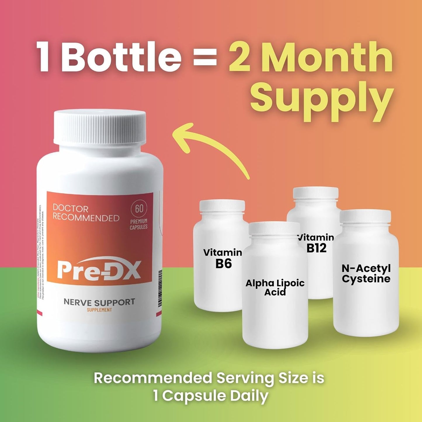 Advanced Nerve Support Supplement with L-Methylfolate & Vitamin B-Complex - Boost Resistance and Wellness - 60 Capsules