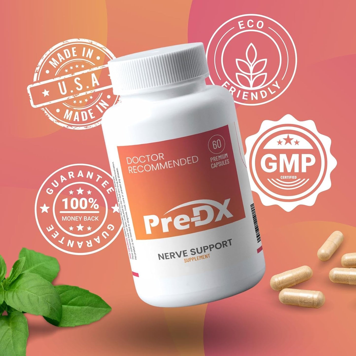 Advanced Nerve Support Supplement with L-Methylfolate & Vitamin B-Complex - Boost Resistance and Wellness - 60 Capsules