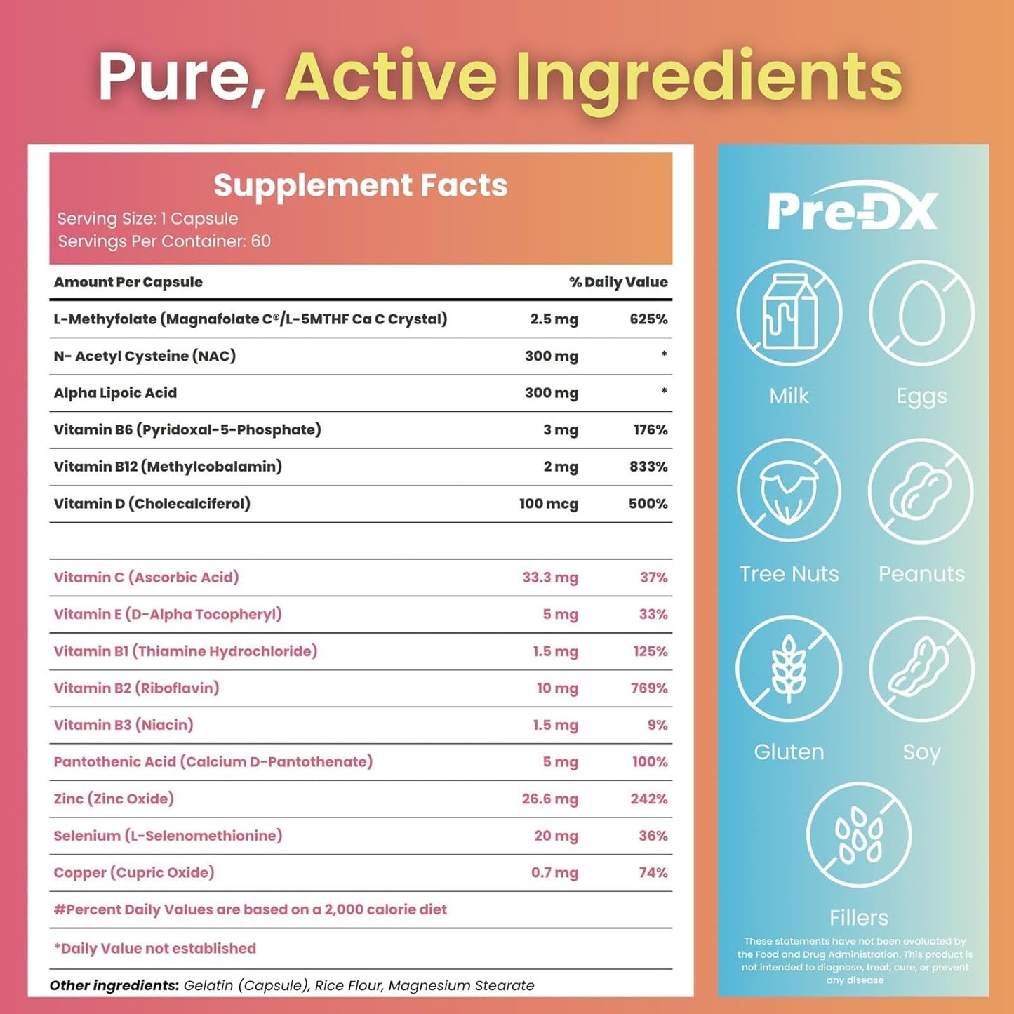 Advanced Nerve Support Supplement with L-Methylfolate & Vitamin B-Complex - Boost Resistance and Wellness - 60 Capsules