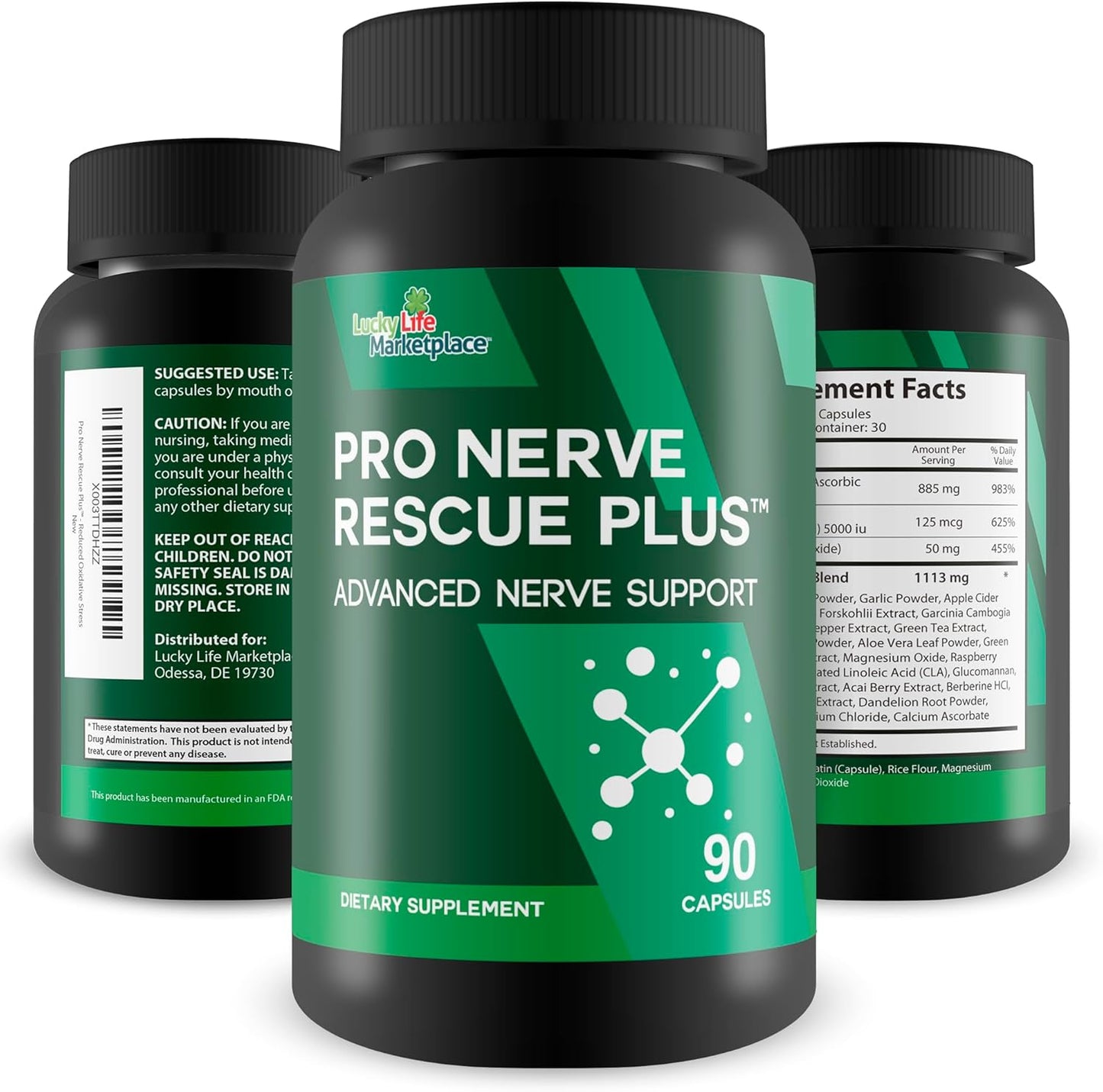 Advanced Nerve Support Supplement with Magnesium, Calcium, and Zinc - Promotes Healthy Nerve Function, Blood Flow, and Reduces Oxidative Stress - Soothes Nerve Discomfort - Pro Nerve Rescue Plus