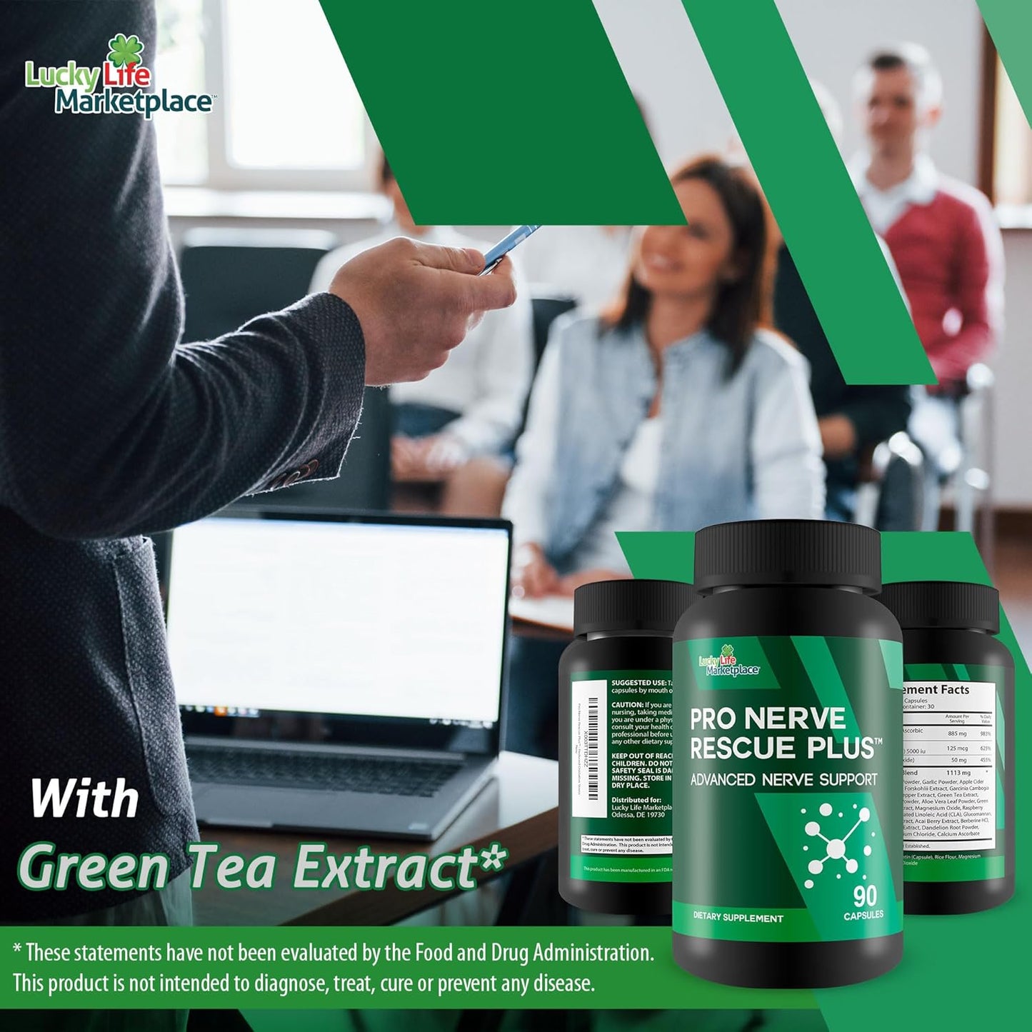 Advanced Nerve Support Supplement with Magnesium, Calcium, and Zinc - Promotes Healthy Nerve Function, Blood Flow, and Reduces Oxidative Stress - Soothes Nerve Discomfort - Pro Nerve Rescue Plus
