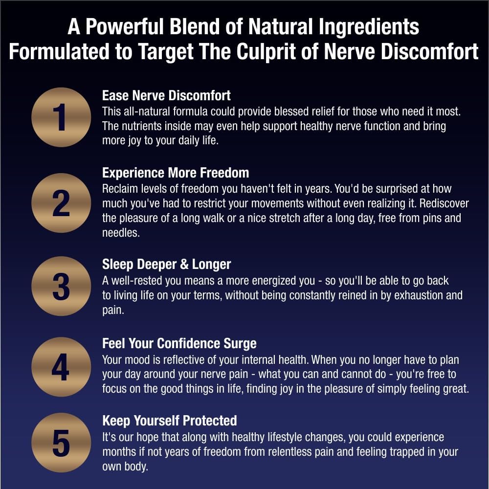 Advanced Neuropathy Support Supplement with Alpha-Lipoic Acid & Lion’s Mane - Promotes Nerve Health, Eases Pain - 90 Capsules