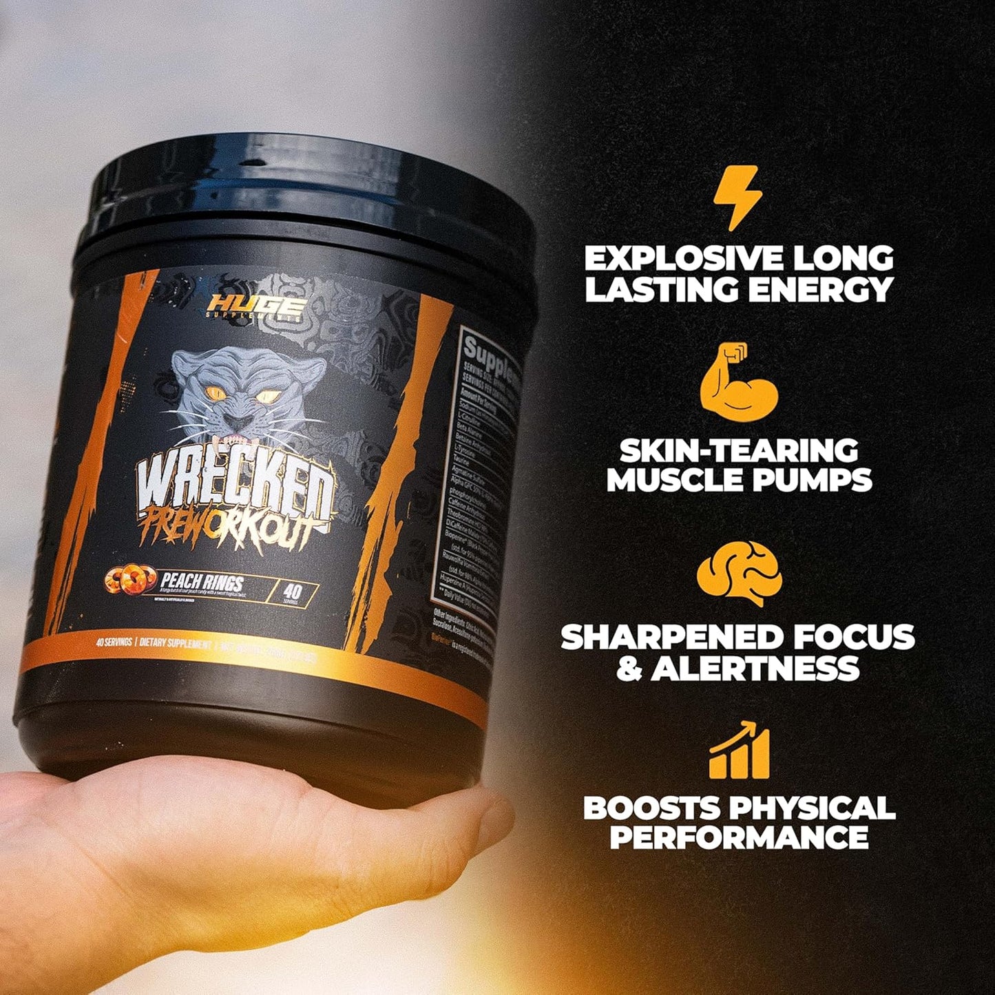Advanced Pre Workout Powder with 10g L-Citrulline, 6.4g Beta Alanine, 5g Tyrosine - Boosts Energy, Focus, and Performance - 40 Servings