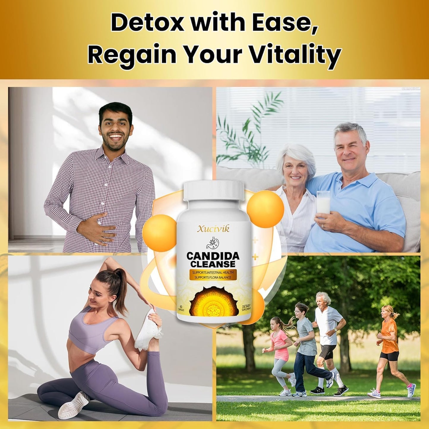 Advanced Probiotic Herbal Formula for Candida Cleanse Detox - 60 Capsules for Gentle Gut Support in Men and Women