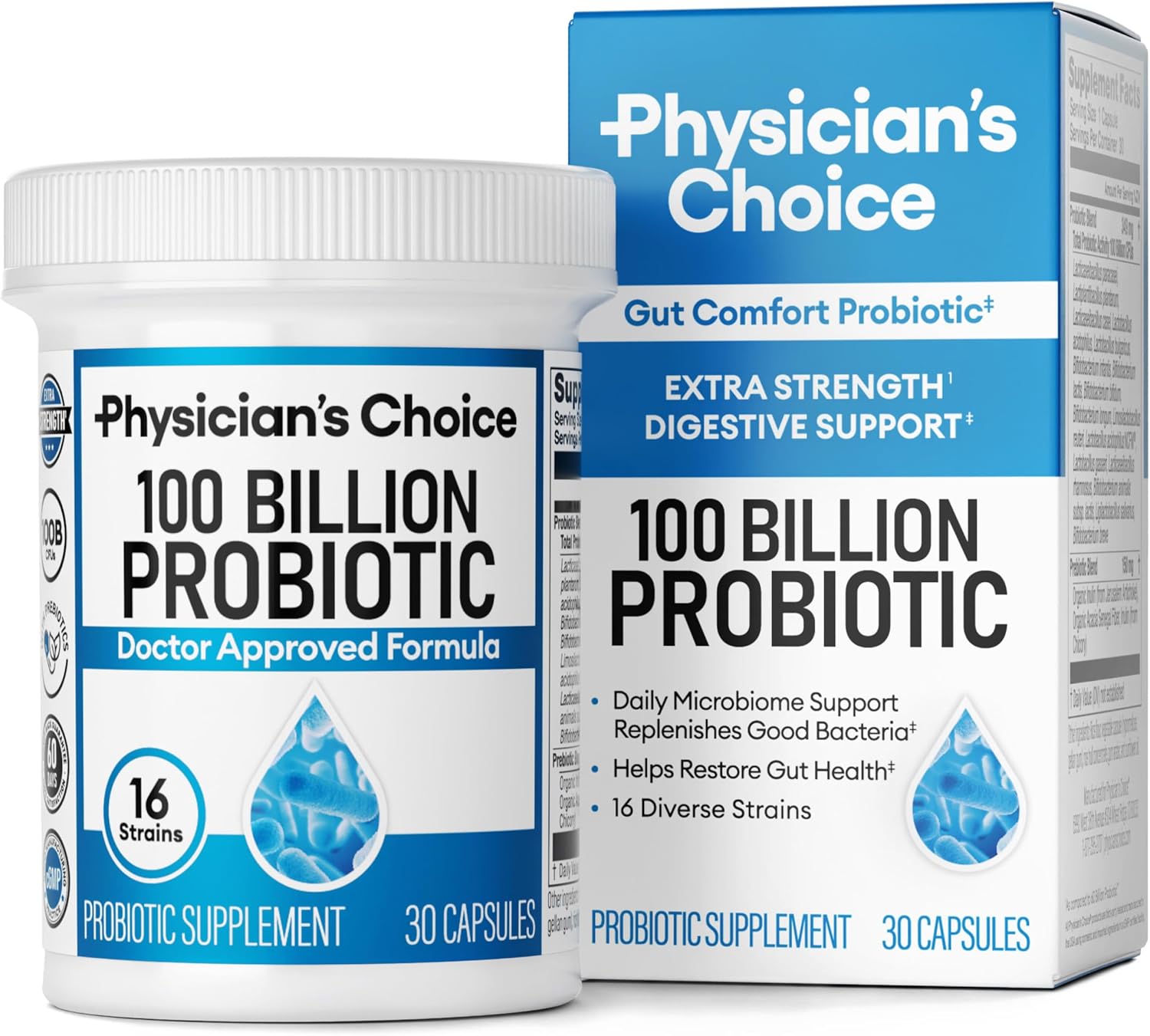 Advanced Probiotic with 100 Billion CFUs, 16 Strains, Organic Prebiotics - Digestive Health Support for Men & Women - Relieves Constipation, Diarrhea, Gas, Bloating