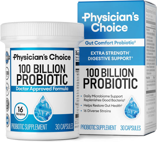 Advanced Probiotic with 100 Billion CFUs, 16 Strains, Organic Prebiotics - Digestive Health Support for Men & Women - Relieves Constipation, Diarrhea, Gas, Bloating
