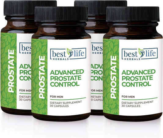 Advanced Prostate Control Supplement with Saw Palmetto - 4 Bottles for Men with Enlarged Prostate & Overactive Bladder