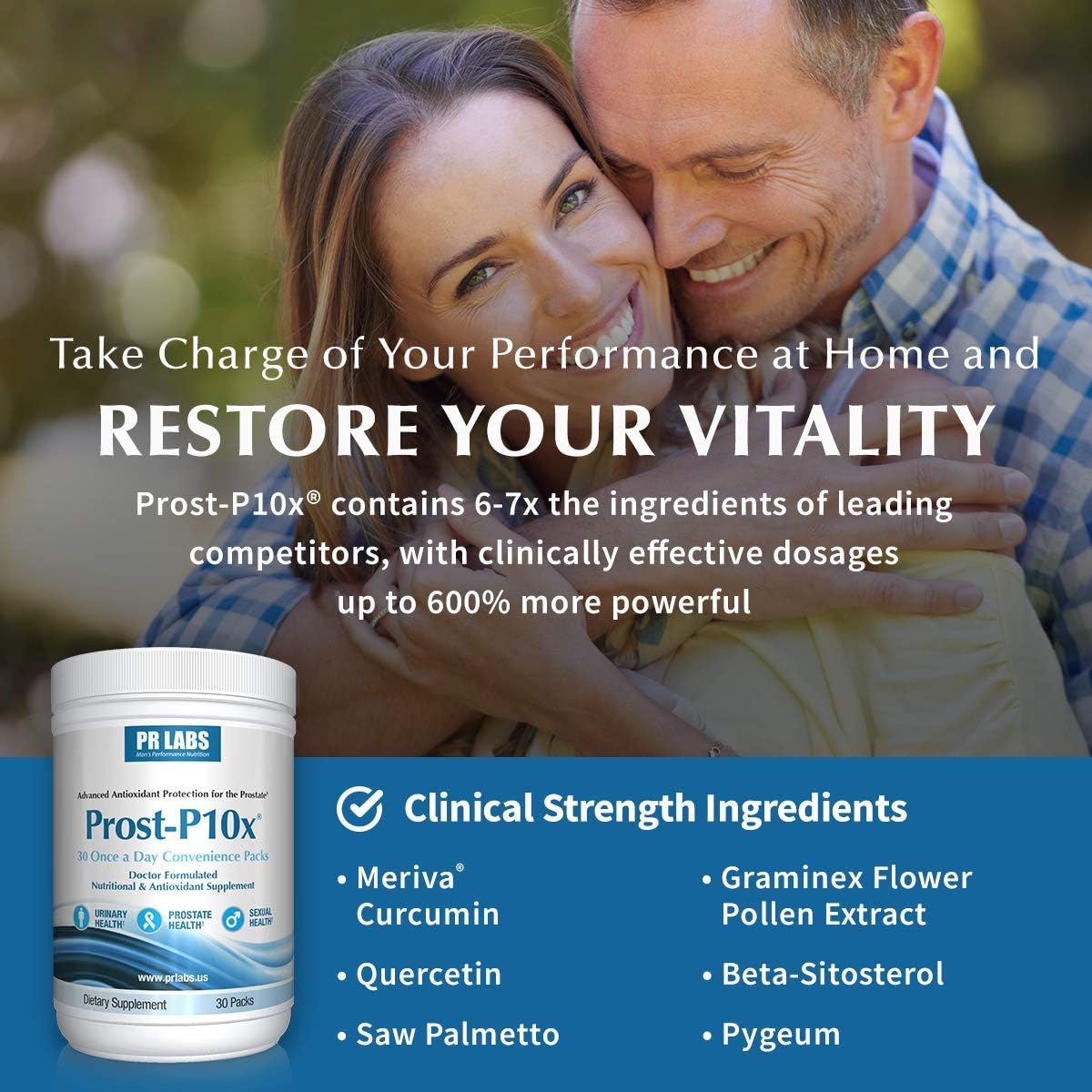 Advanced Prostate Health Supplement for Men - Prost-P10x with 10 Natural Ingredients incl. Saw Palmetto & Beta Sitosterol - Reduce Bathroom Trips & Urgency - 2 Month Supply