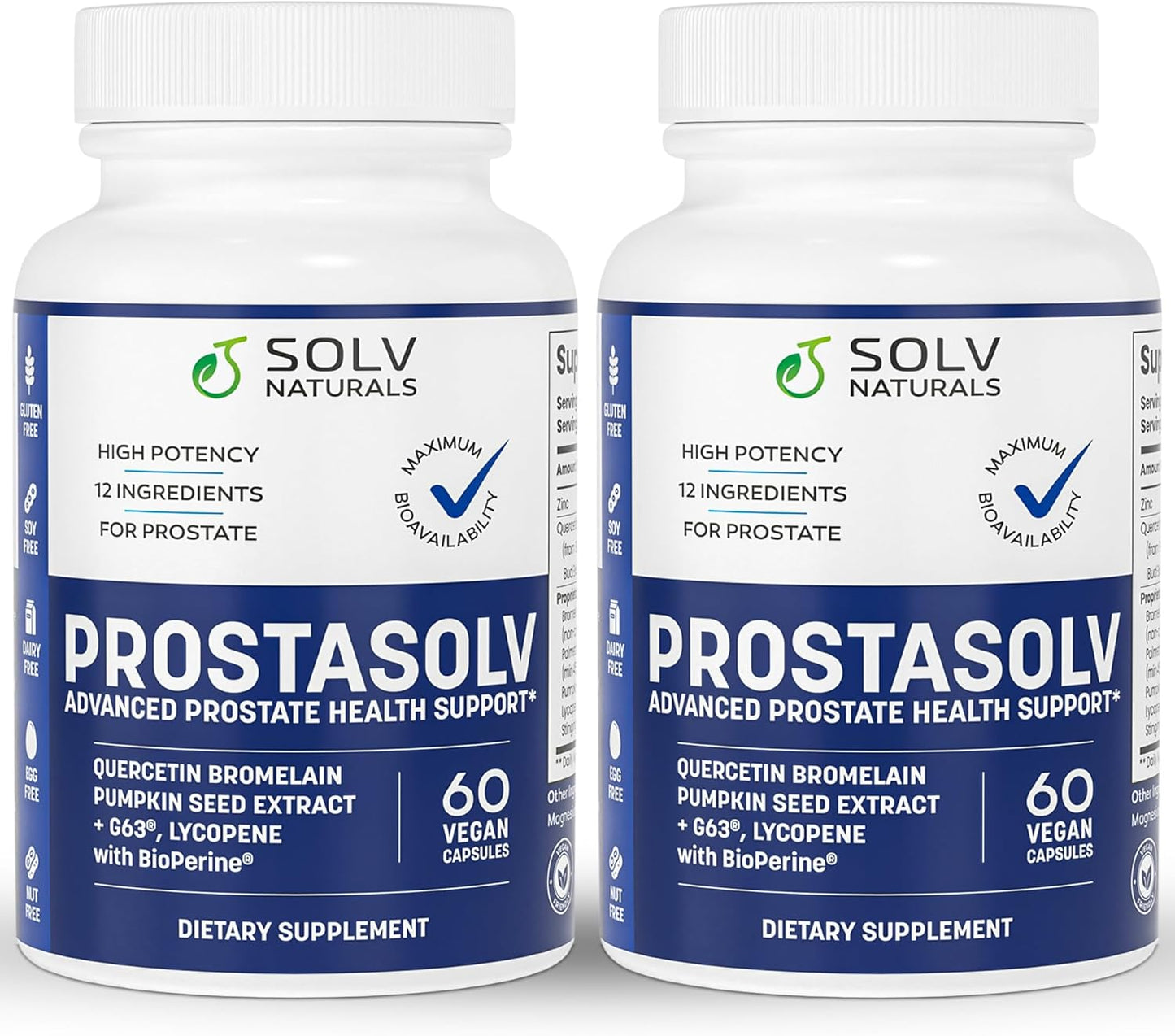 Advanced Prostatitis Supplement for Pelvic Health - Vegan Capsules with Quercetin, Bromelain, Pumpkin Seed Extract, Lycopene, BioPerine - 2 Pack