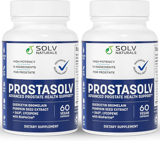 Advanced Prostatitis Supplement for Pelvic Health - Vegan Capsules with Quercetin, Bromelain, Pumpkin Seed Extract, Lycopene, BioPerine - 2 Pack