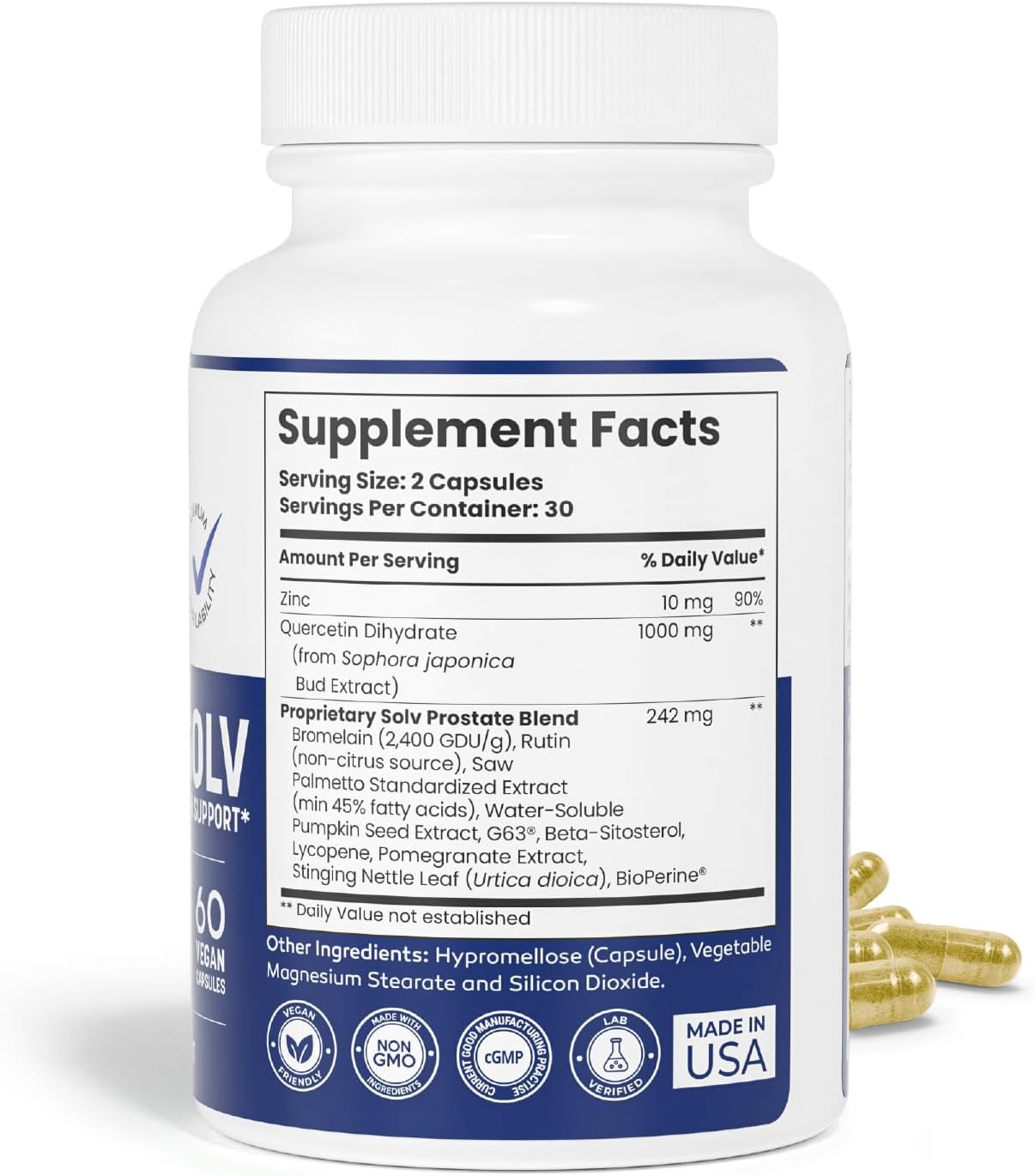 Advanced Prostatitis Supplement for Pelvic Health - Vegan Capsules with Quercetin, Bromelain, Pumpkin Seed Extract, Lycopene, BioPerine - 2 Pack