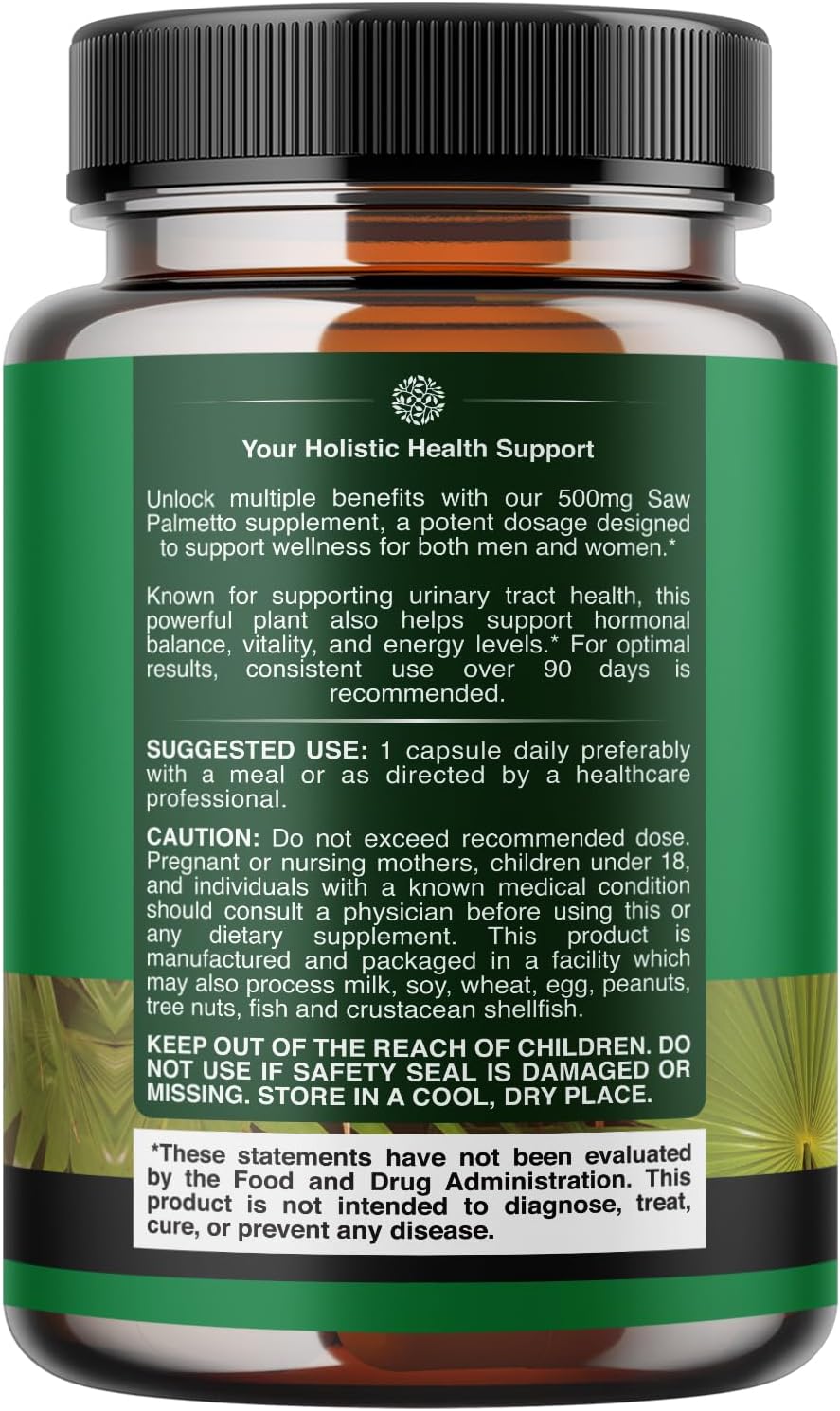 Advanced Saw Palmetto Extract for Hair Health & Urinary Support - Extra Strength Herbal Supplement for Men & Women - 120 Capsules with Plant Sterols & Flavonoids