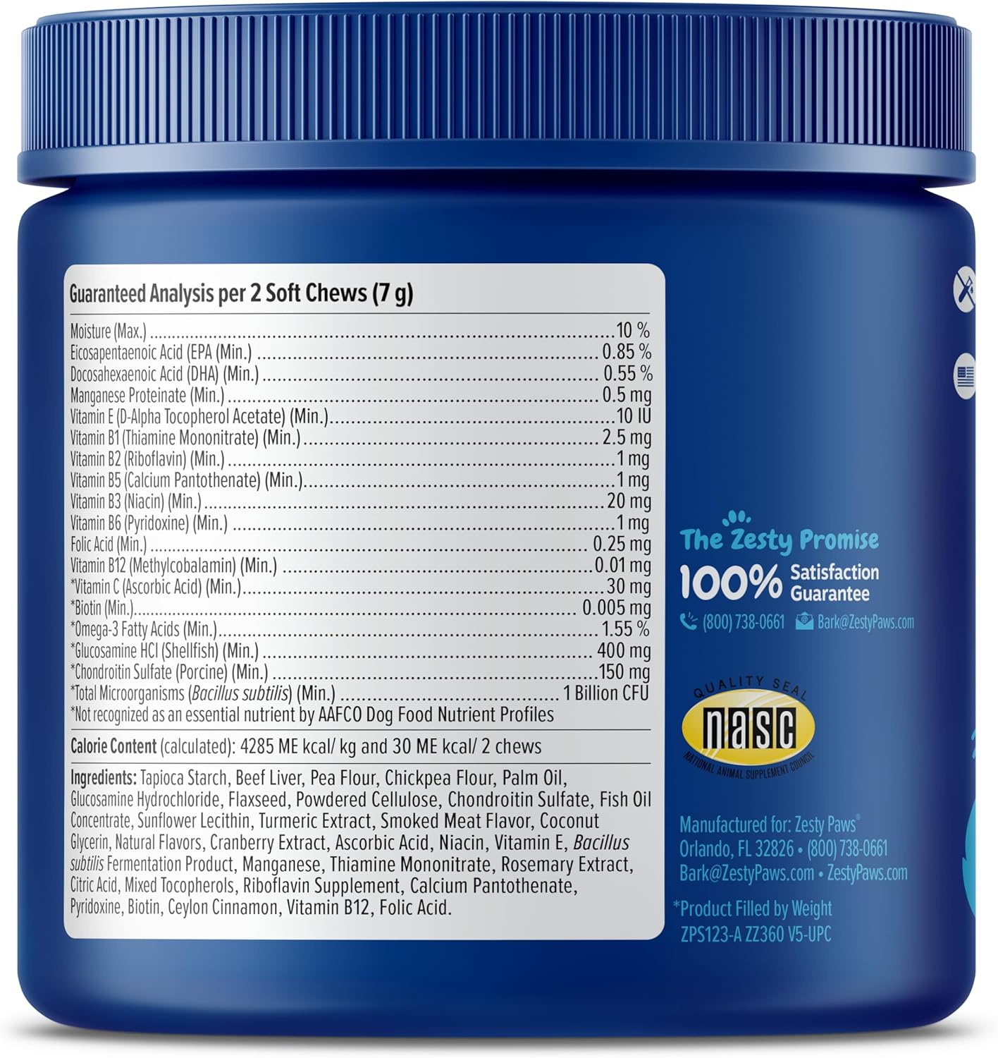 Advanced Senior Dog Multivitamin Treats with Glucosamine, Probiotics, and Enzymes - Grain-Free - Beef Flavor - 90 Count