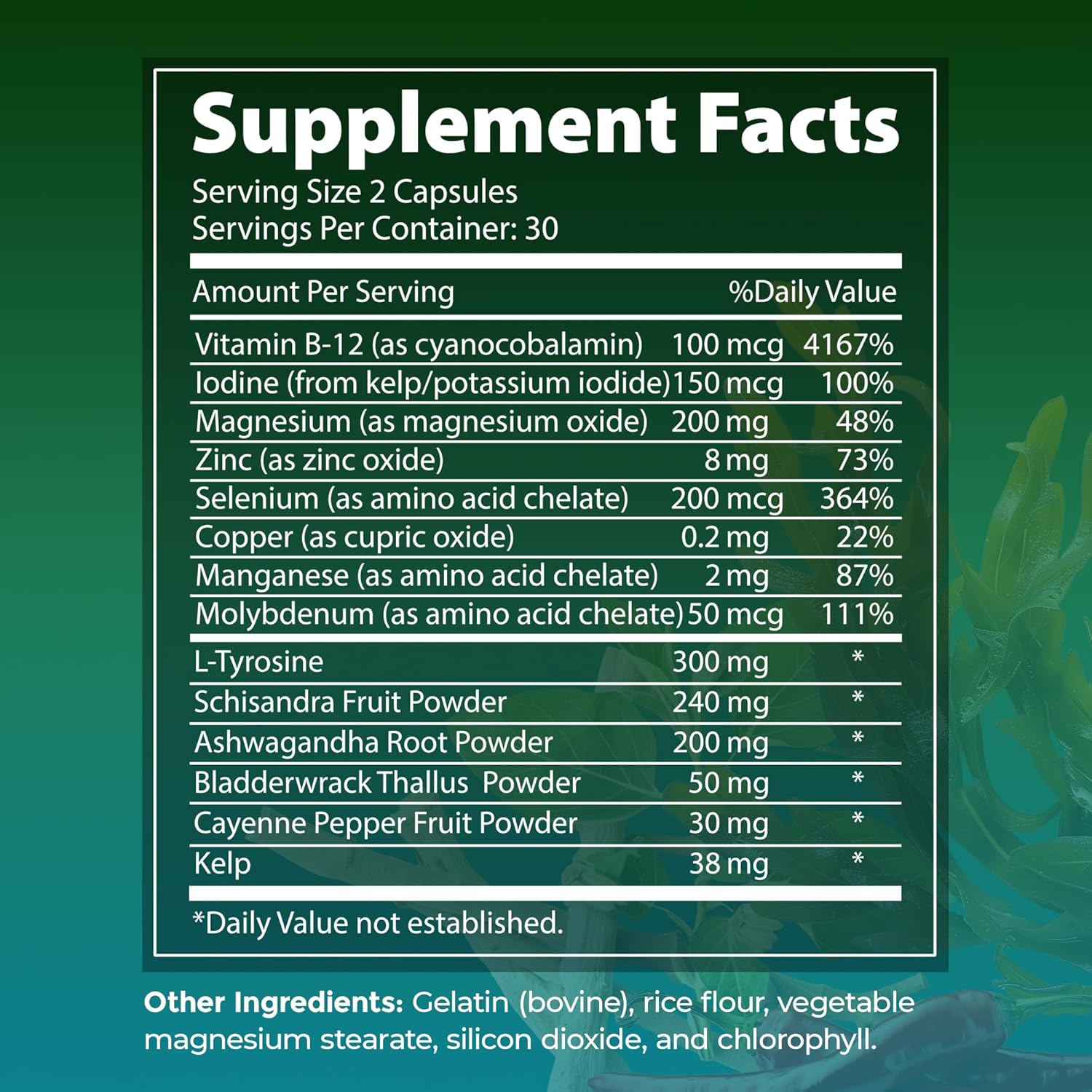 Advanced Thyroid Support Supplement with Iodine, Vitamin B12, Ashwagandha, Selenium & Zinc - Boosts Energy, Metabolism & Immune Health - 60 Capsules