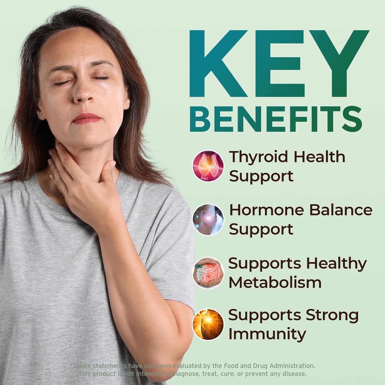 Advanced Thyroid Support Supplement with Iodine, Vitamin B12, Ashwagandha, Selenium & Zinc - Boosts Energy, Metabolism & Immune Health - 60 Capsules