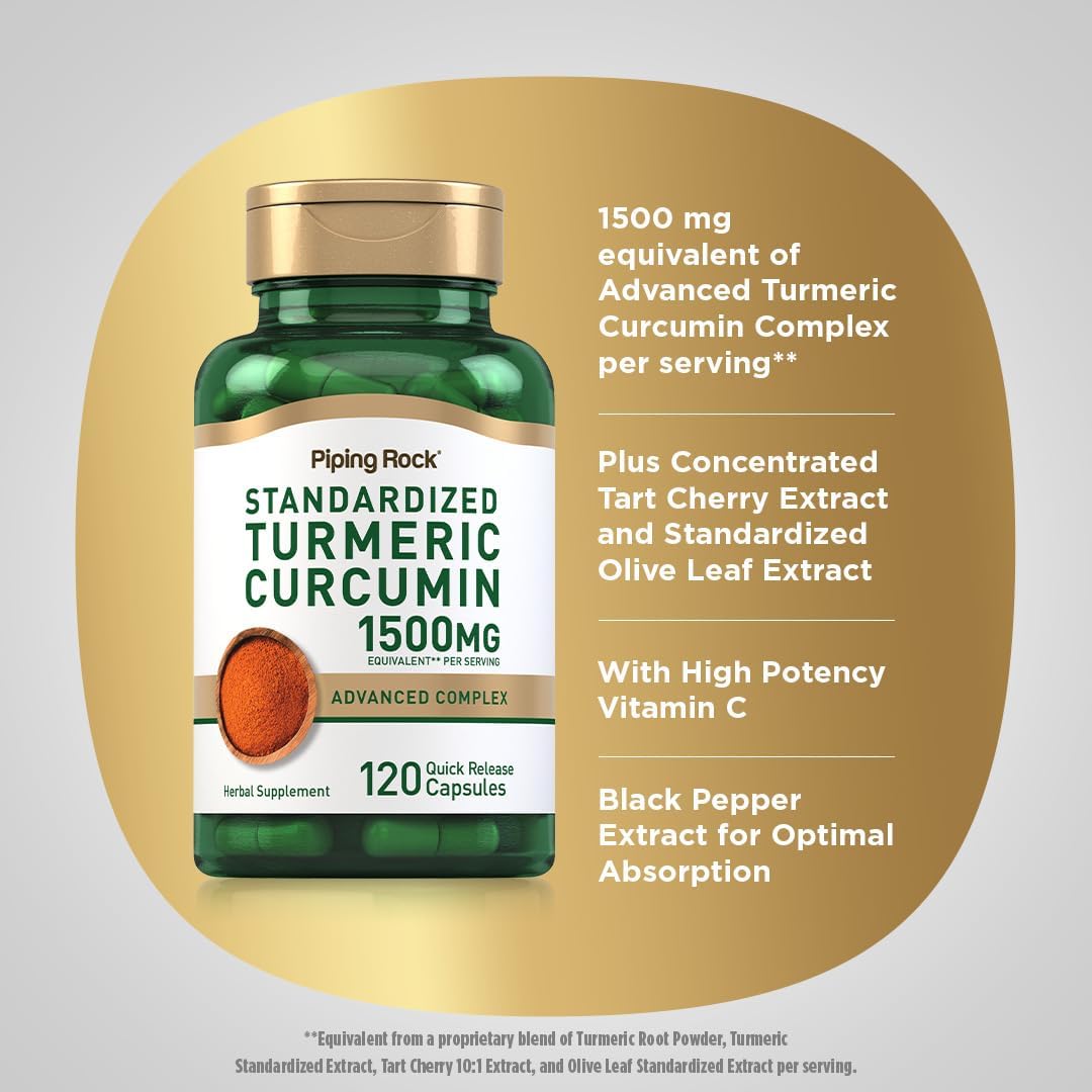 Advanced Turmeric Curcumin Complex 1500mg with Black Pepper & Tart Cherry | 120 Capsules | Non-GMO, Gluten Free Formula