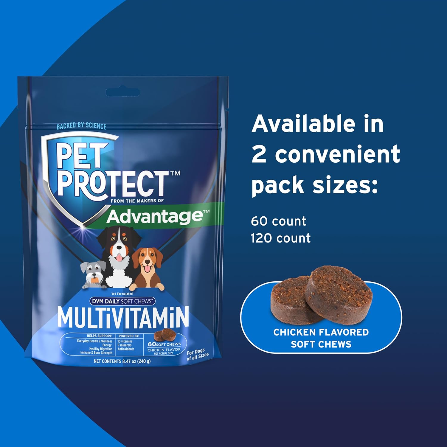 Advantage Pet Protect Daily Multivitamin Chews for Dogs - Vet-Formulated with 60 Vitamins