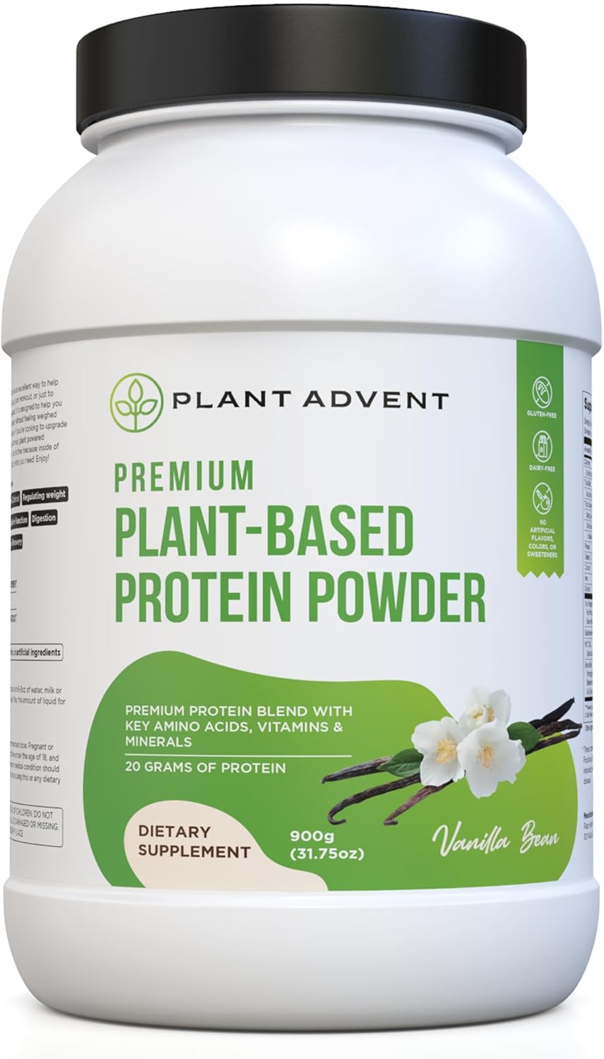 Advent Plant-Based Protein Powder - Vegan, Gluten-Free, Dairy-Free (2 lbs, Vanilla Bean)