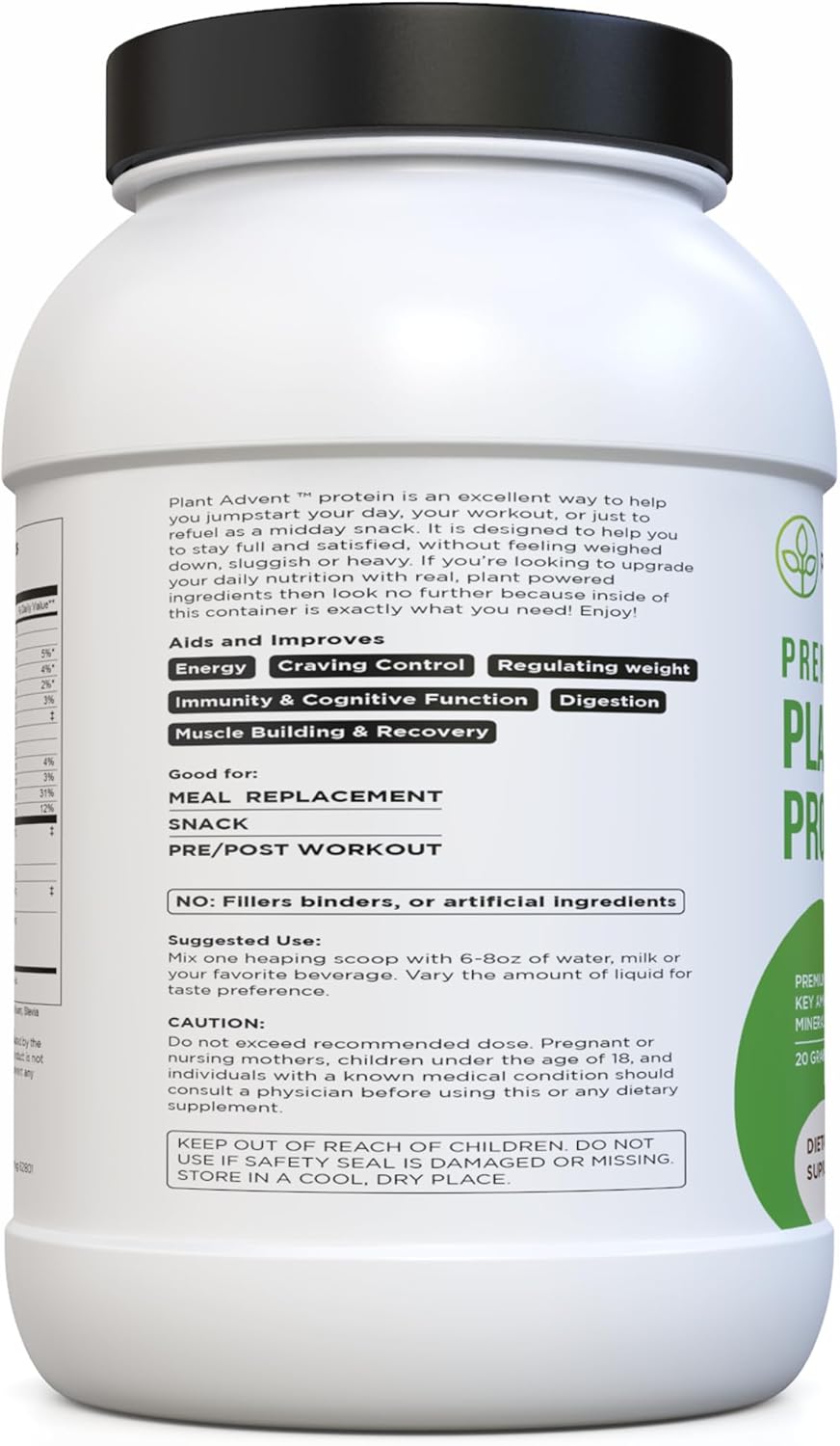 Advent Plant-Based Protein Powder - Vegan, Gluten-Free, Dairy-Free (2 lbs, Vanilla Bean)