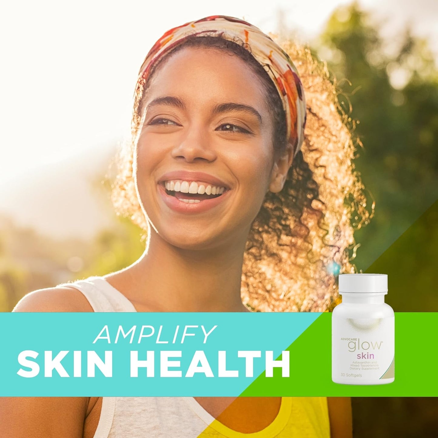 AdvoCare Glow Skin Supplement - Skin, Hair, and Nails Support with Astaxanthin, Carotenoids, Tocotrienols, and Vitamin E - 30 Softgels