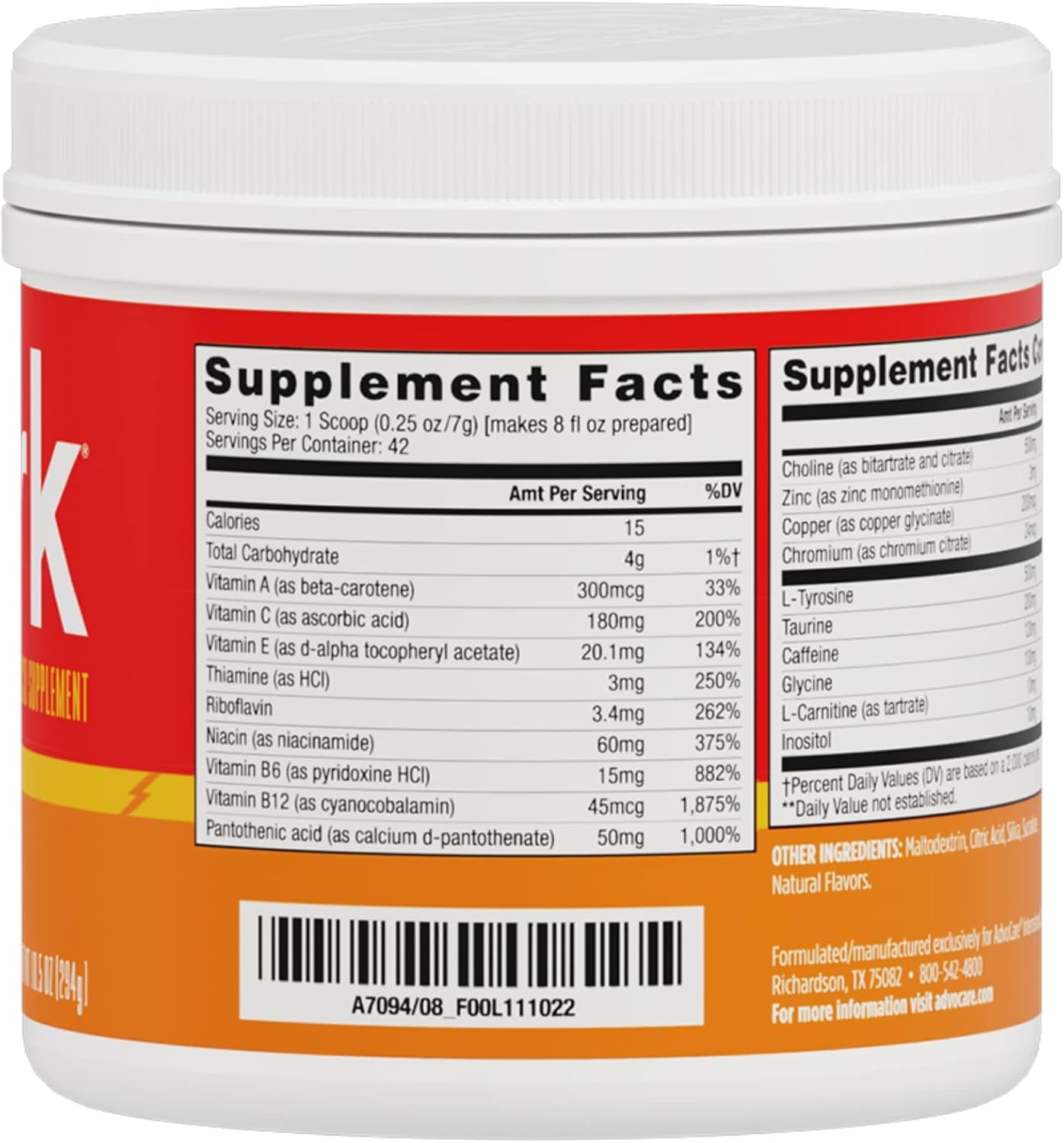 AdvoCare Spark Focus & Energy Drink Mix with Vitamins & Amino Acids - Mandarin Orange - 10.5 oz