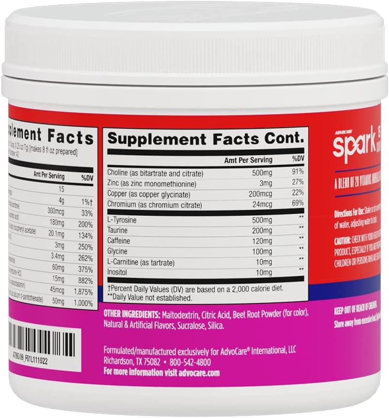 AdvoCare Spark Focus & Energy Drink Powder Mix with Vitamins and Amino Acids - Fruit Punch Flavor - 10.5 oz