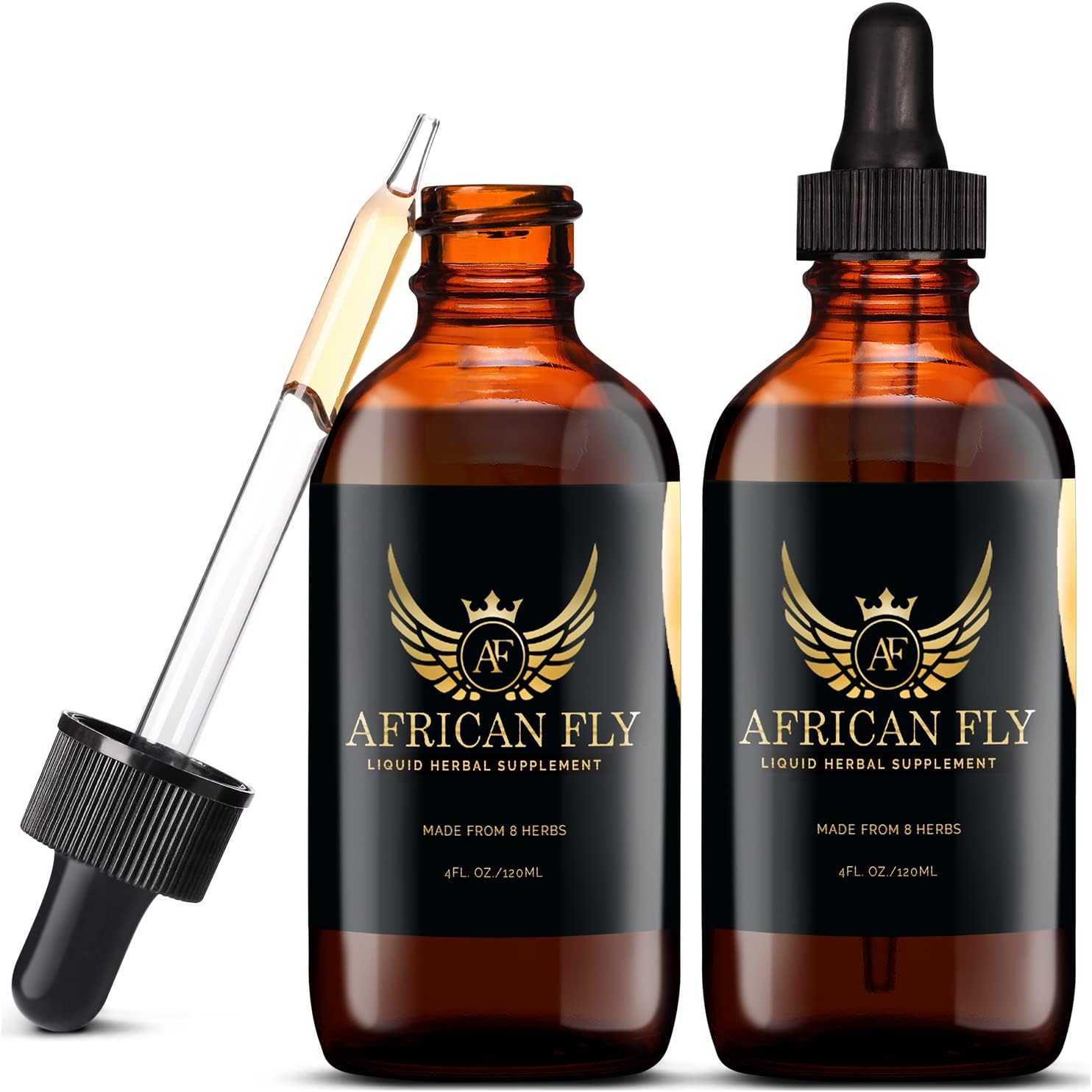 AF AFRICAN FLY Herbal Liquid Drops: Natural Vegan Energy Supplement for Men & Women, Pre-Workout & Post-Herbal Supplement (2-Pack)