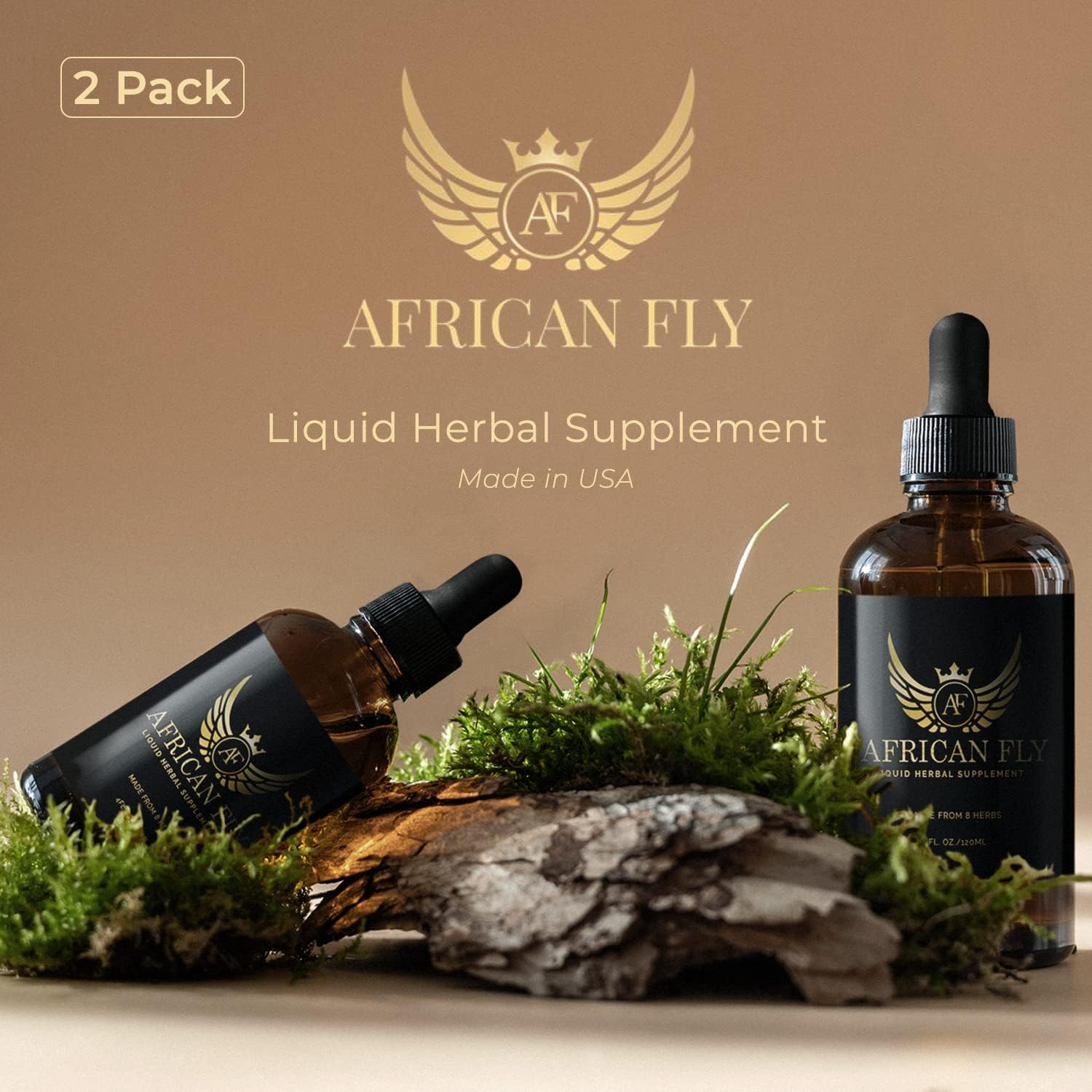 AF AFRICAN FLY Herbal Liquid Drops: Natural Vegan Energy Supplement for Men & Women, Pre-Workout & Post-Herbal Supplement (2-Pack)