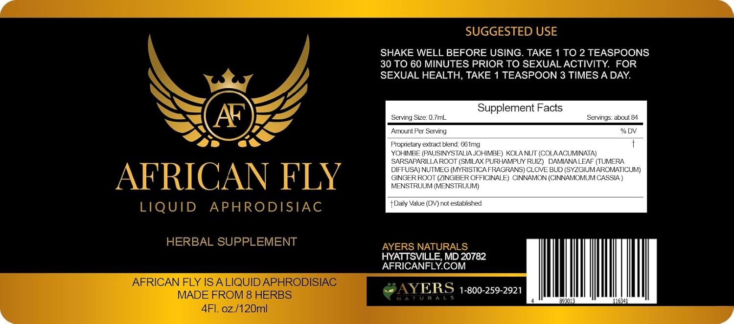 AF AFRICAN FLY Herbal Liquid Drops: Natural Vegan Energy Supplement for Men & Women, Pre-Workout & Post-Herbal Supplement (2-Pack)