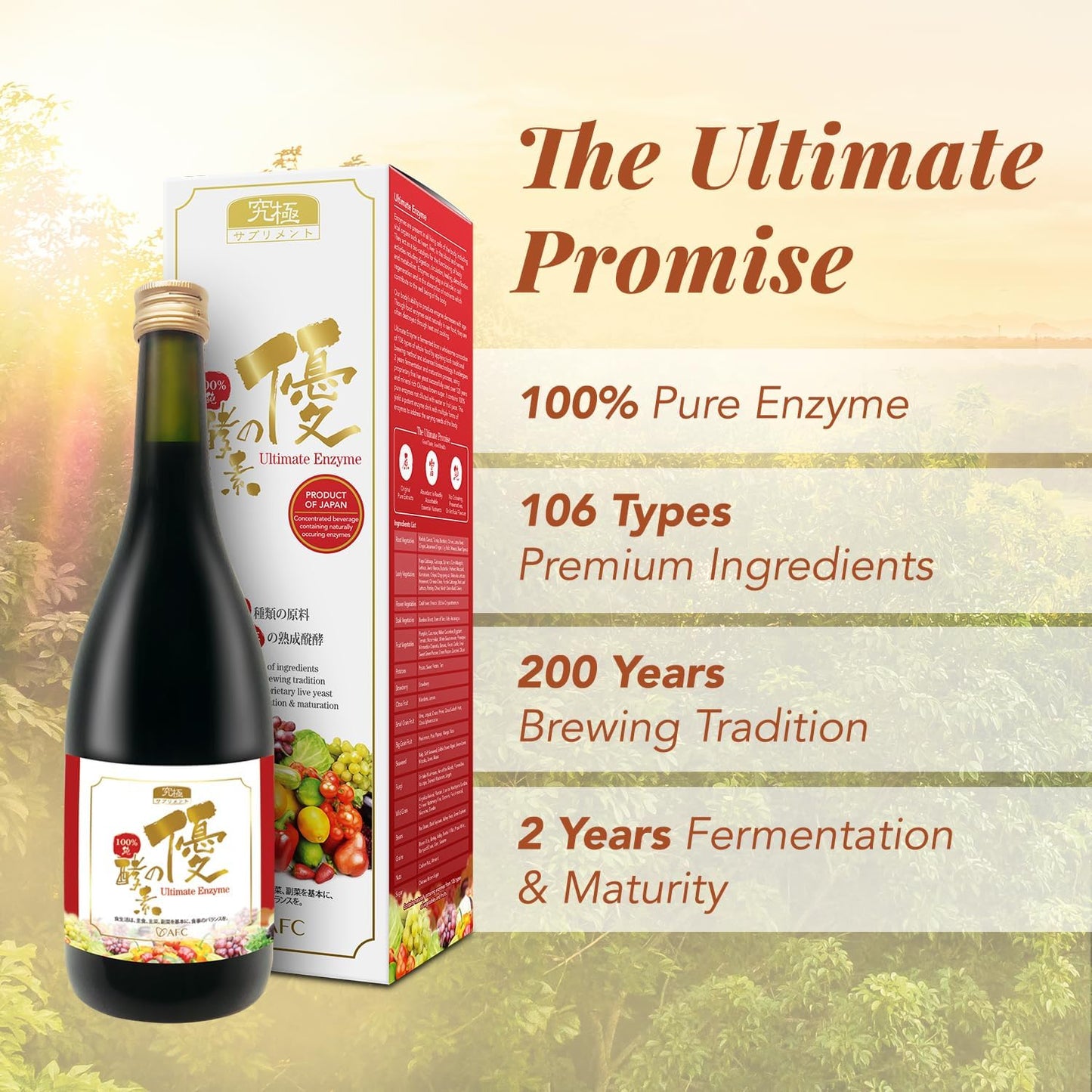 AFC Japan Ultimate Enzyme Drink - 100% Pure Extract of 106 Types of Vegetables & Fruits, Boost Metabolism, Immunity, Detox, Smooth Bowel, Relieve Gas, Bloating, Constipation - 720ml